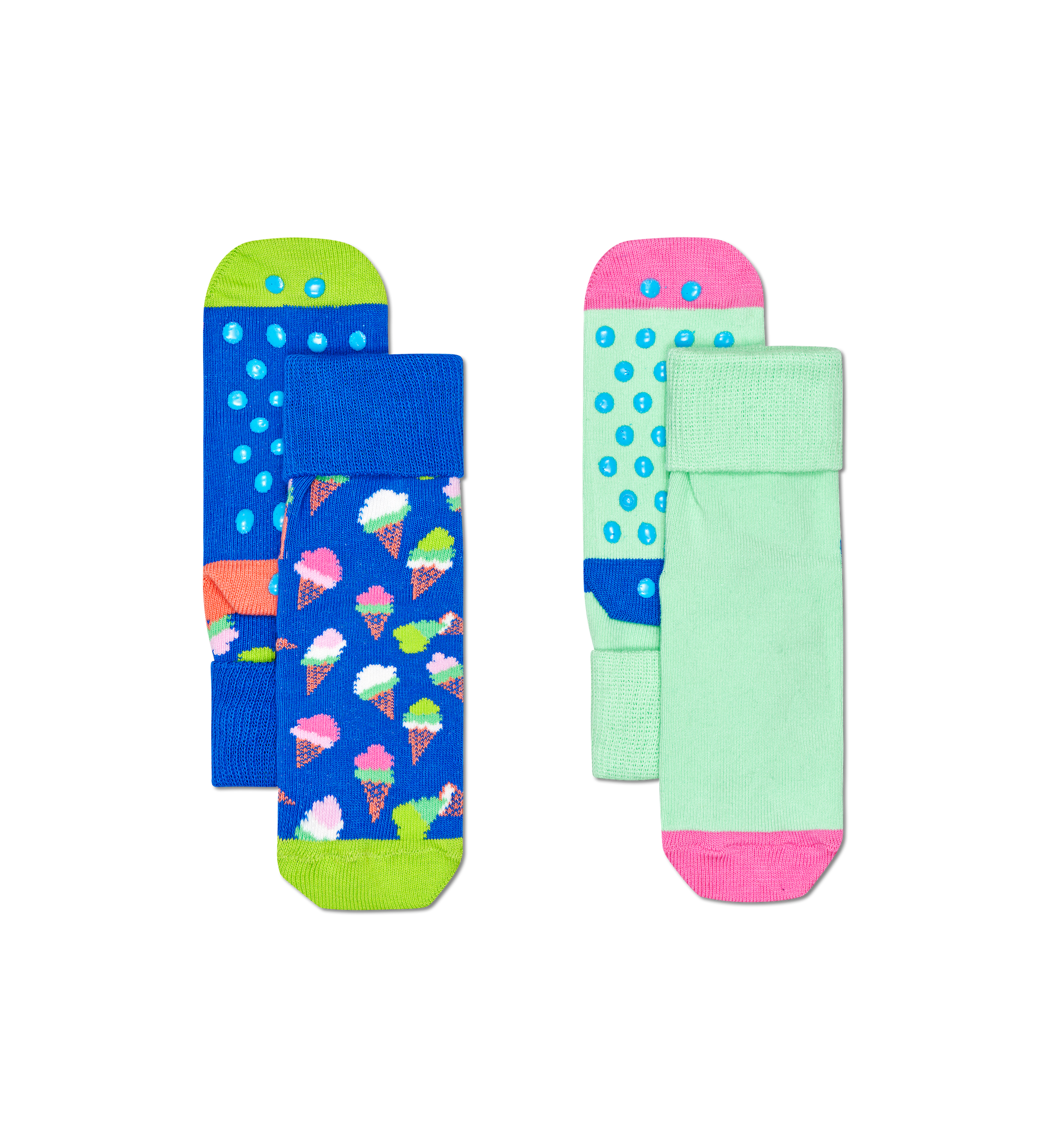 Detské protišmykové ponožky Happy Socks, vzor Ice Cream - 2 páry