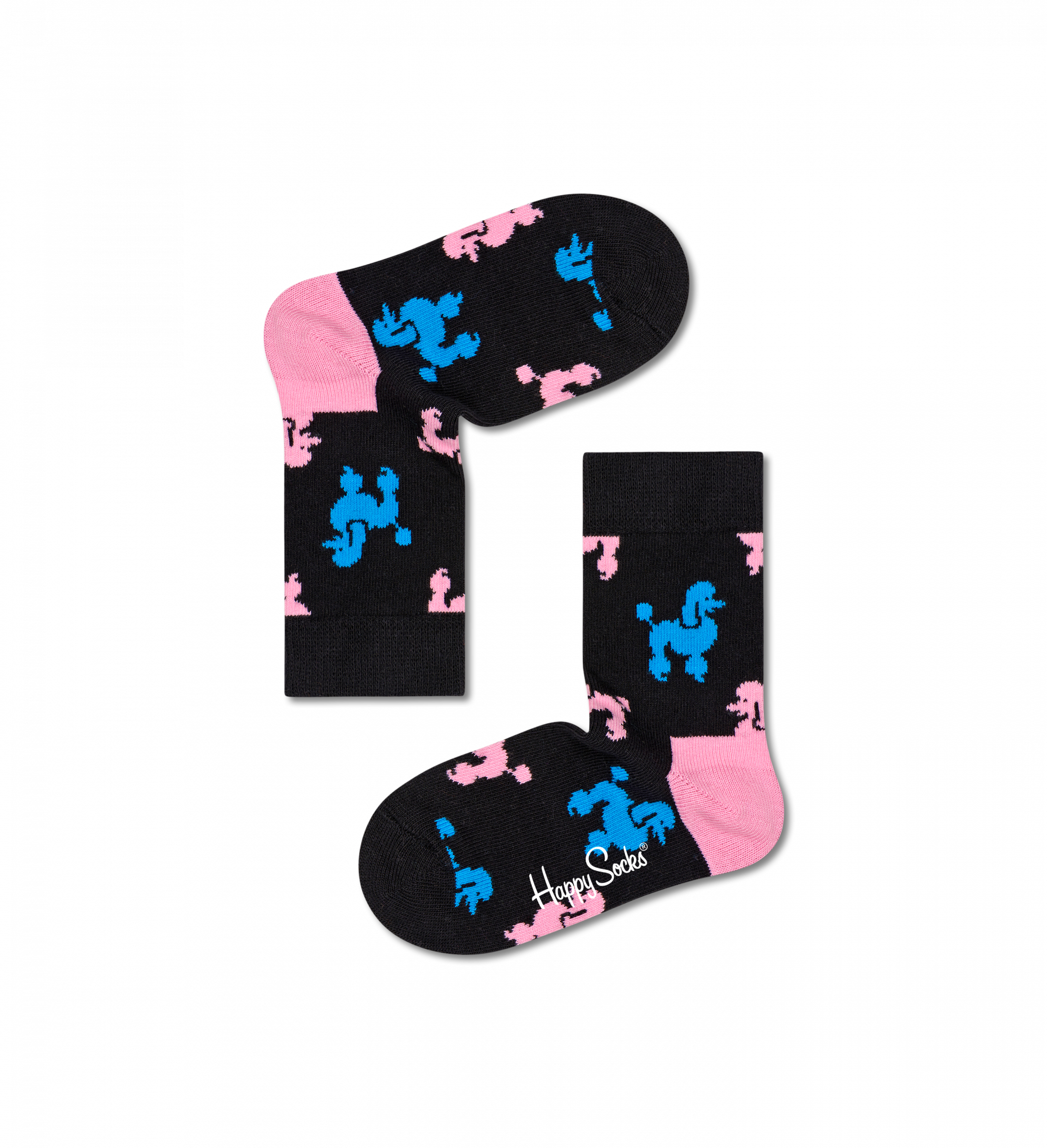 Detské čierne ponožky Happy Socks s pudlíkmi, vzor Poodle