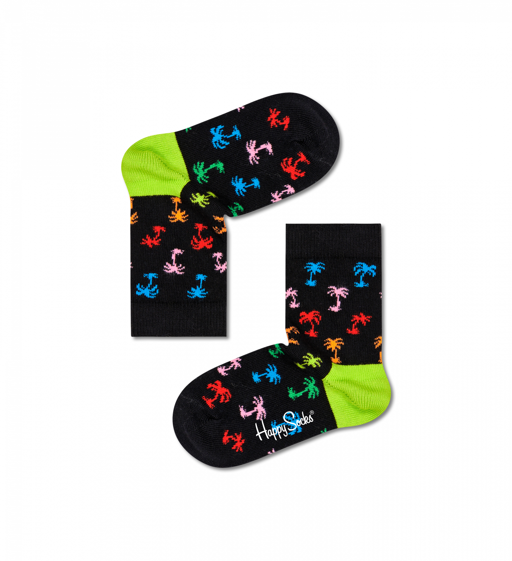 Detské čierne ponožky Happy Socks s palmami, vzor Palm
