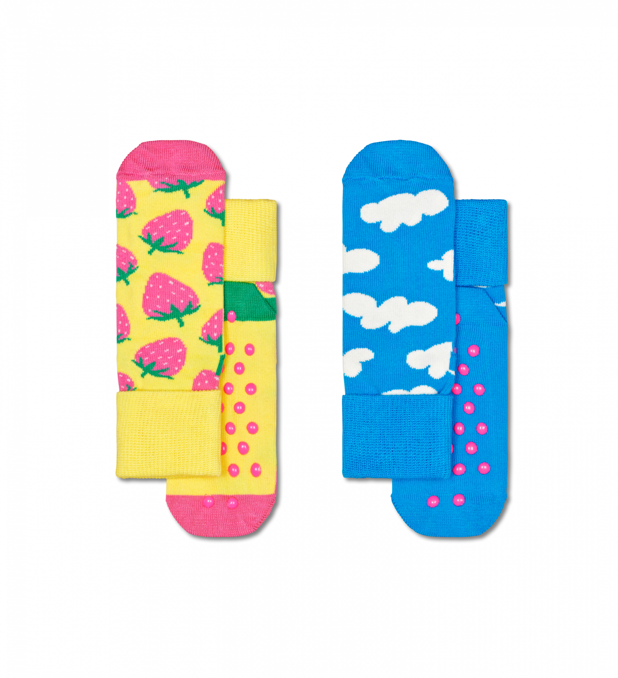 Detské protišmykové ponožky Happy Socks, vzor Strawberry - 2 páry