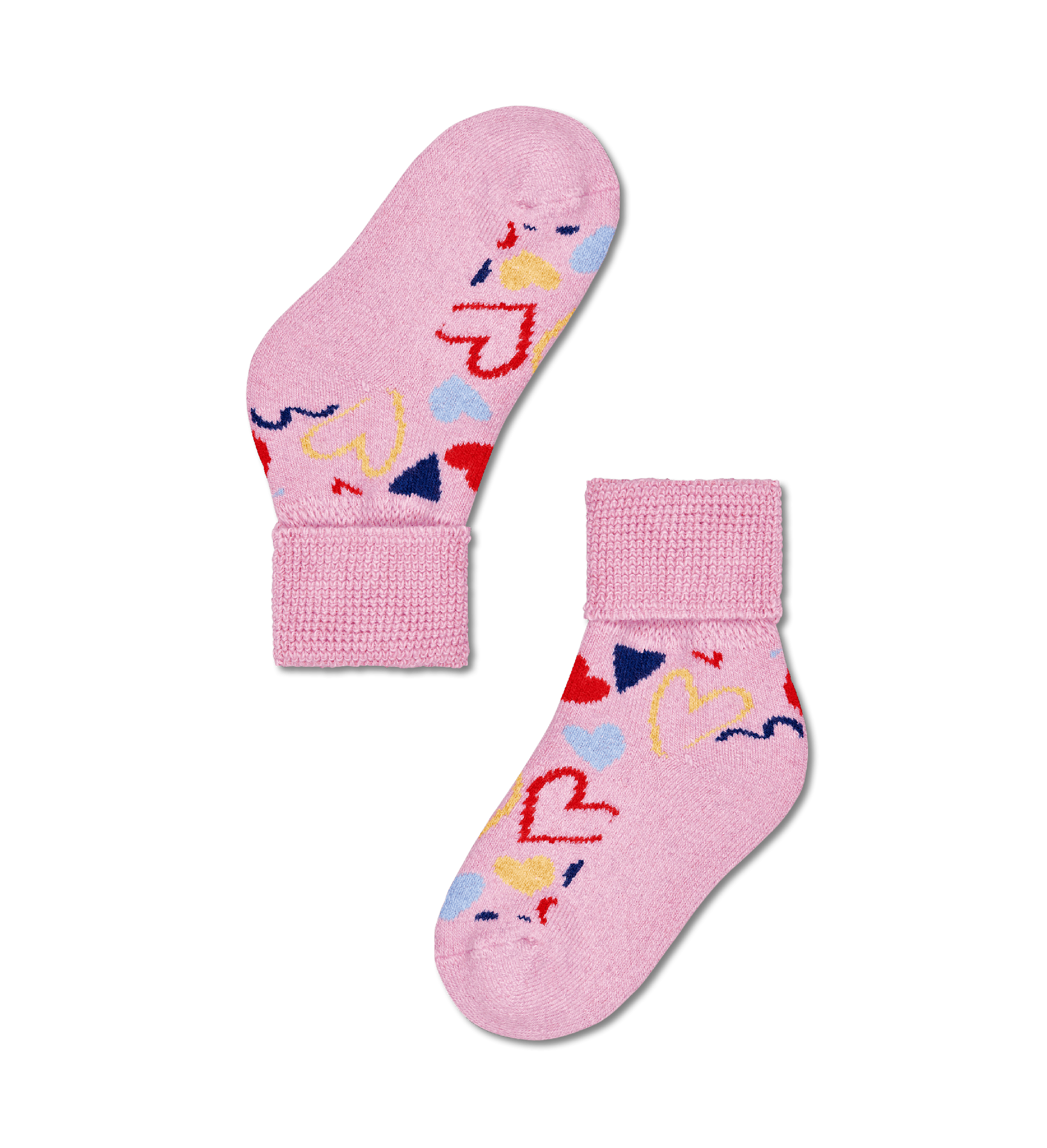 Detské ružové ponožky Happy Socks so srdiečkami, vzor I Heart U