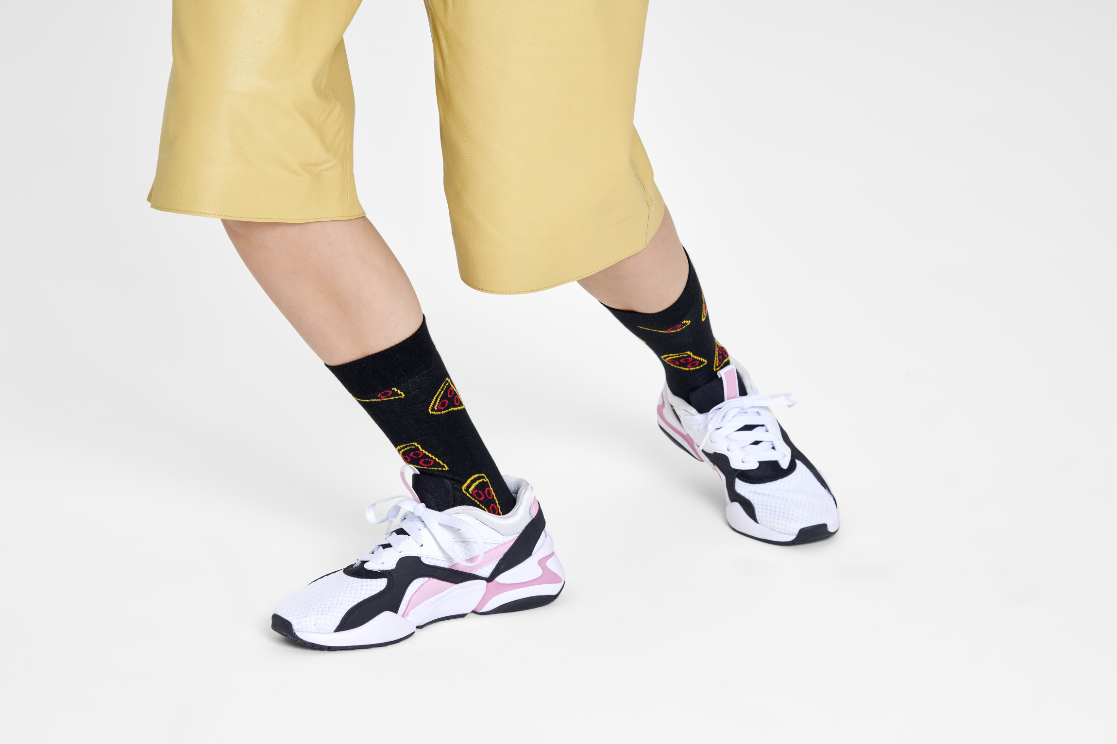 Čierne ponožky Happy Socks, vzor Pizza Slice