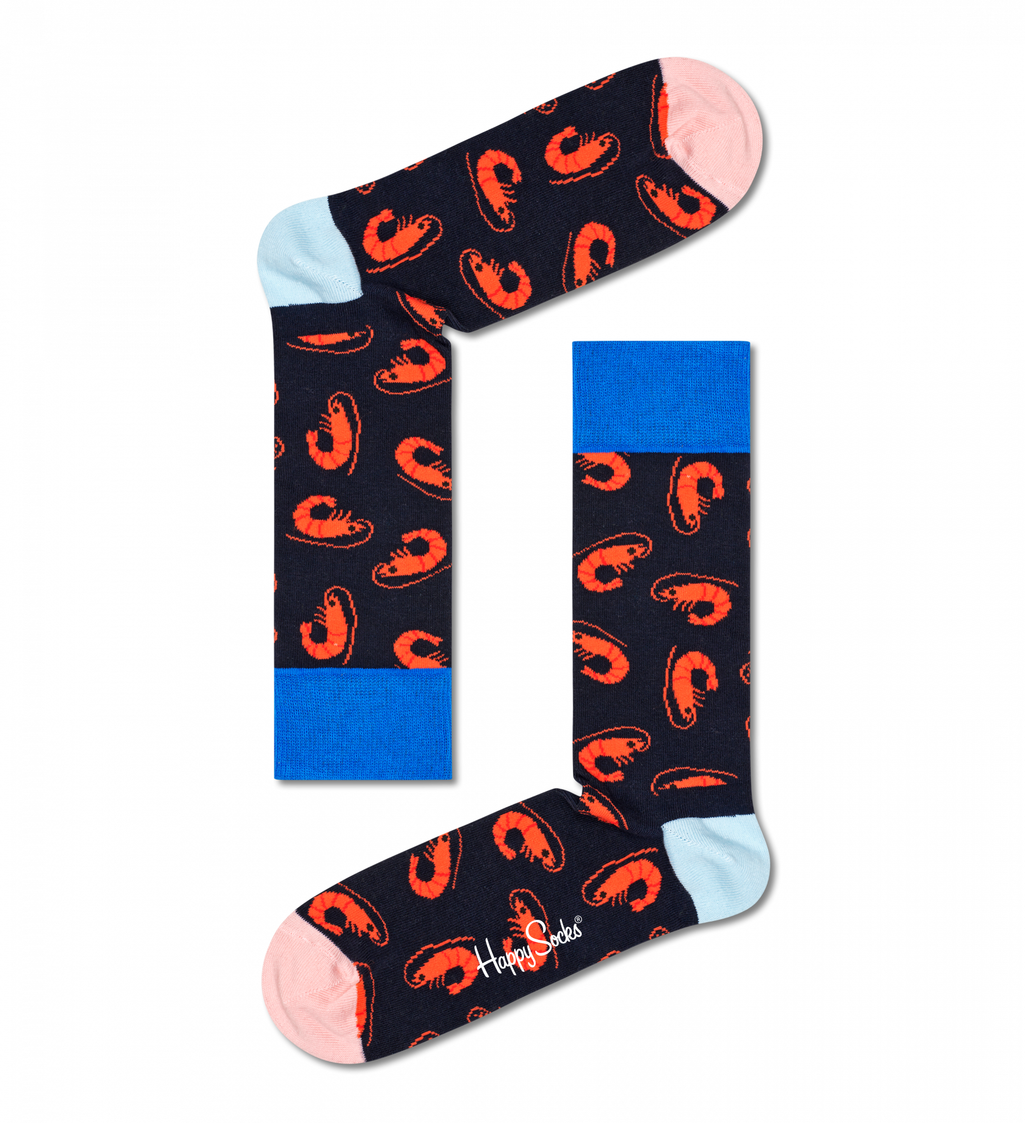 Čierne ponožky Happy Socks s krevetami, vzor Shrimpy