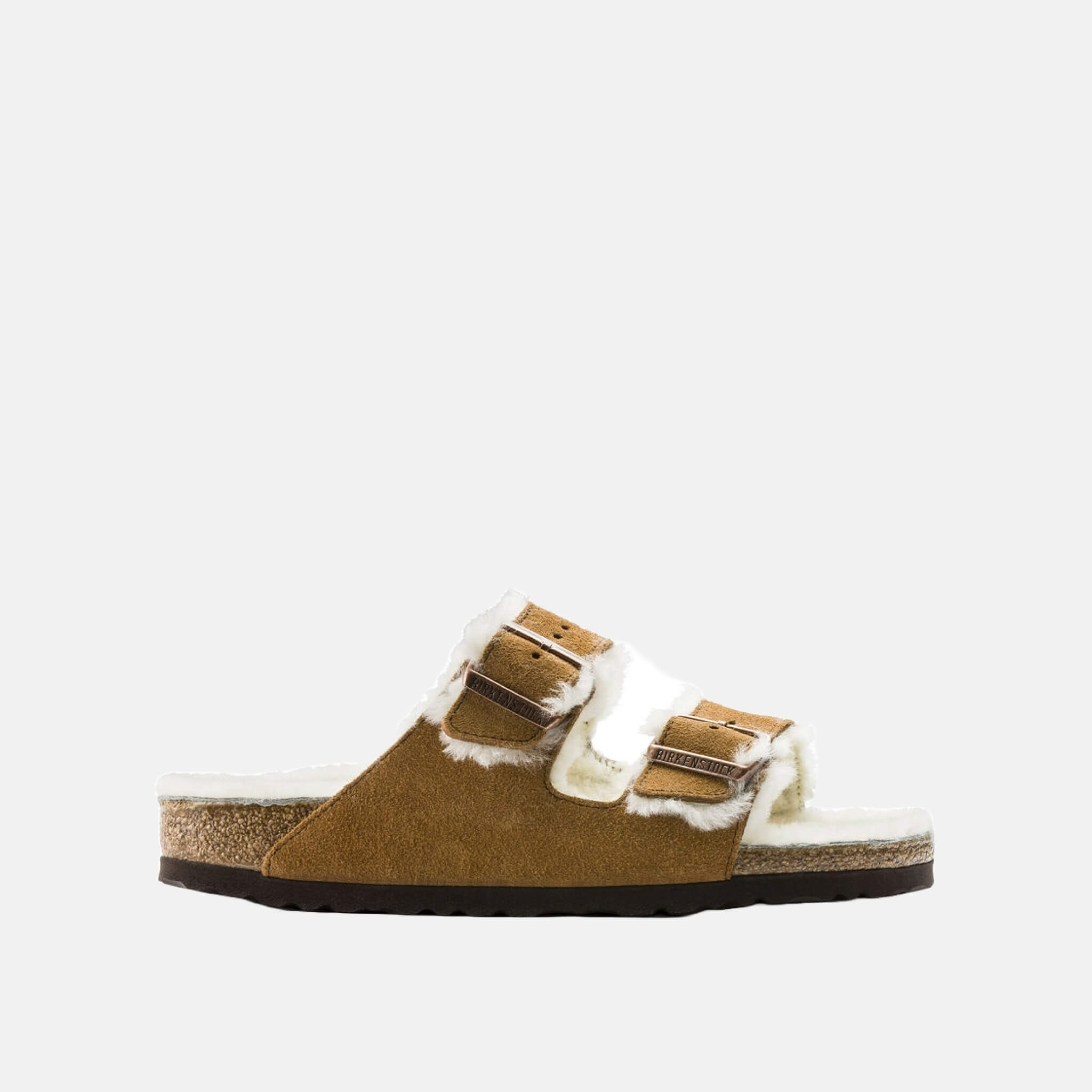 Hnedé Regular šľapky Birkenstock Arizona Shearling Suede Leather