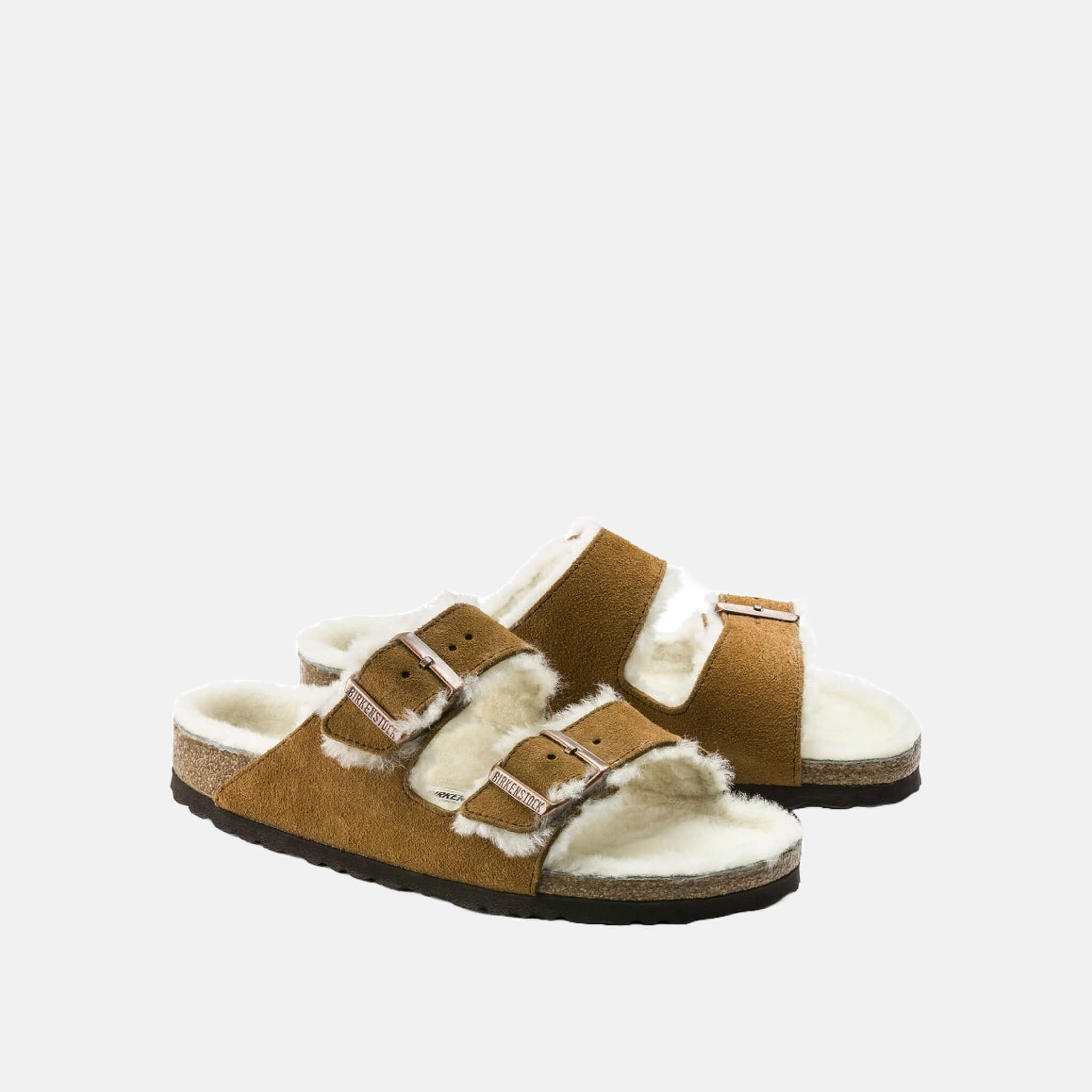 Hnedé Regular šľapky Birkenstock Arizona Shearling Suede Leather