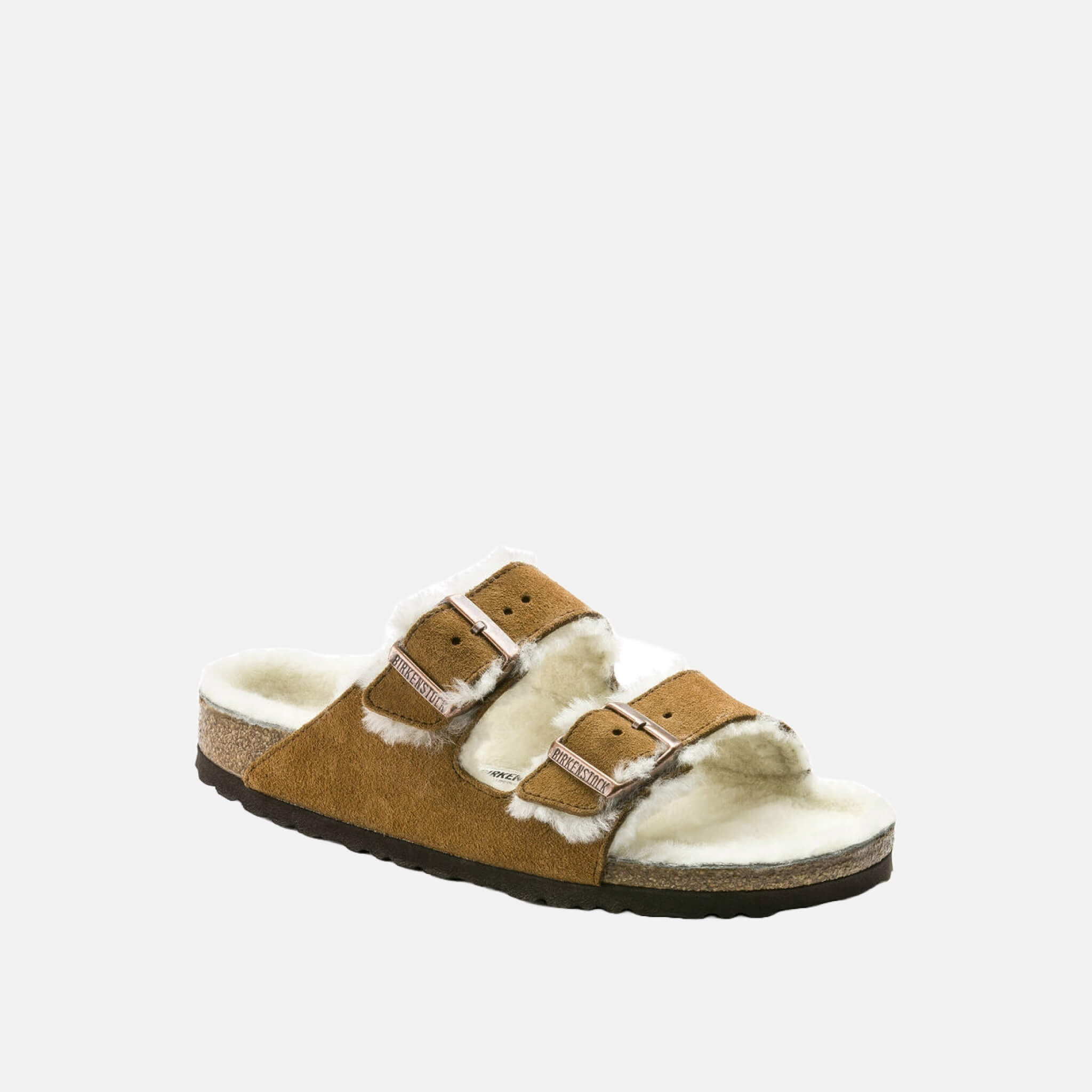 Hnedé Regular šľapky Birkenstock Arizona Shearling Suede Leather