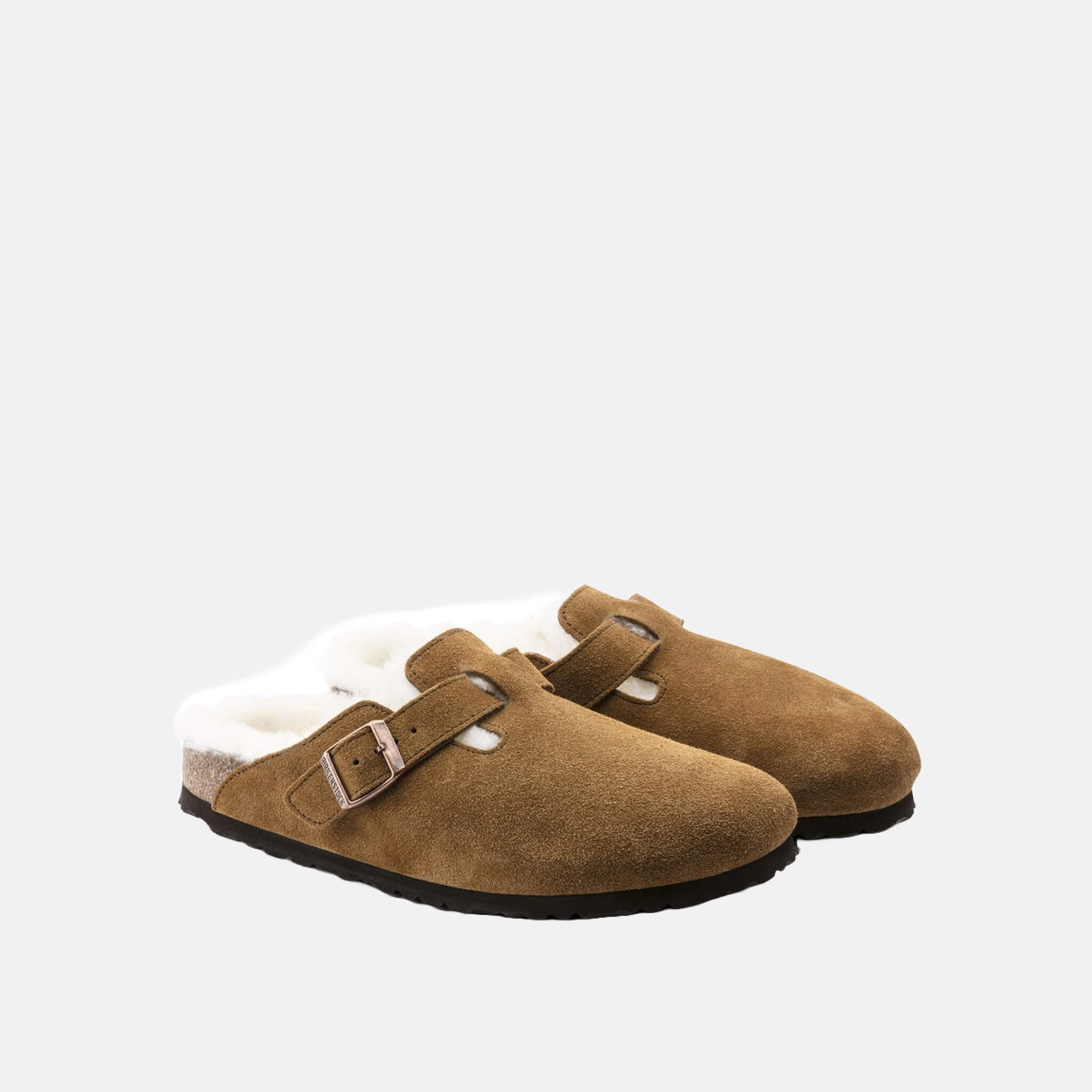 Hnedé Regular šľapky Birkenstock Boston Shearling Suede Leather