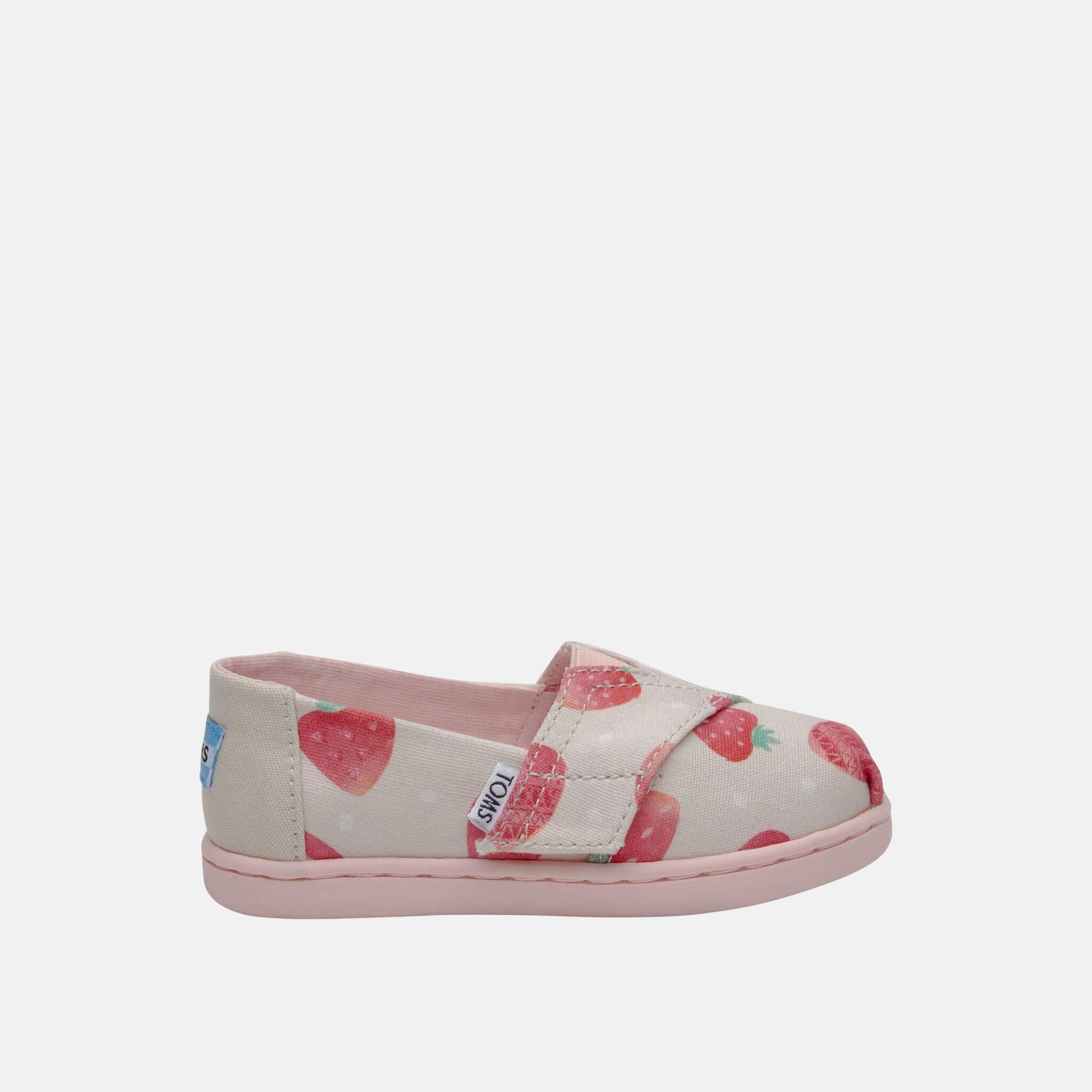 Detské béžové TOMS Strawberries Seasonal Classics Tiny Alpargata