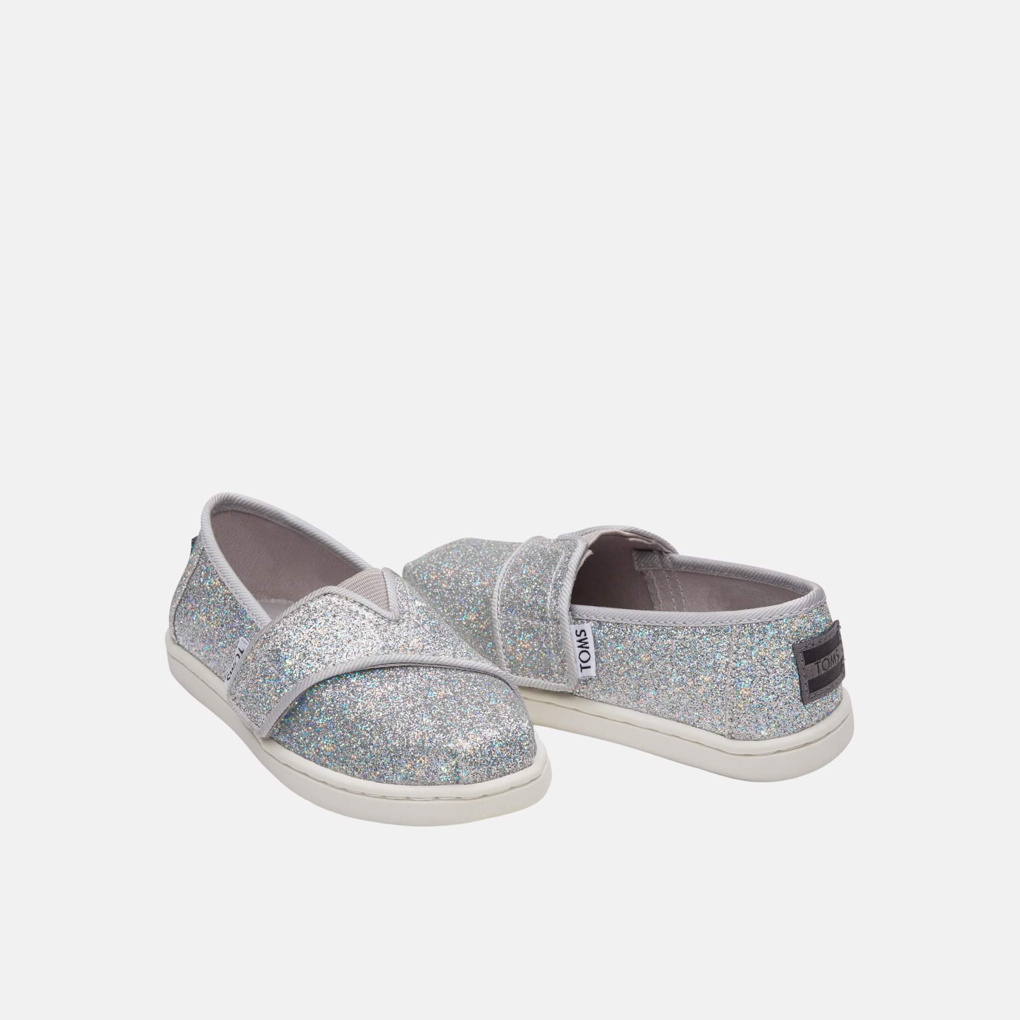 Detské strieborné espadrilky TOMS Tiny Alpargata