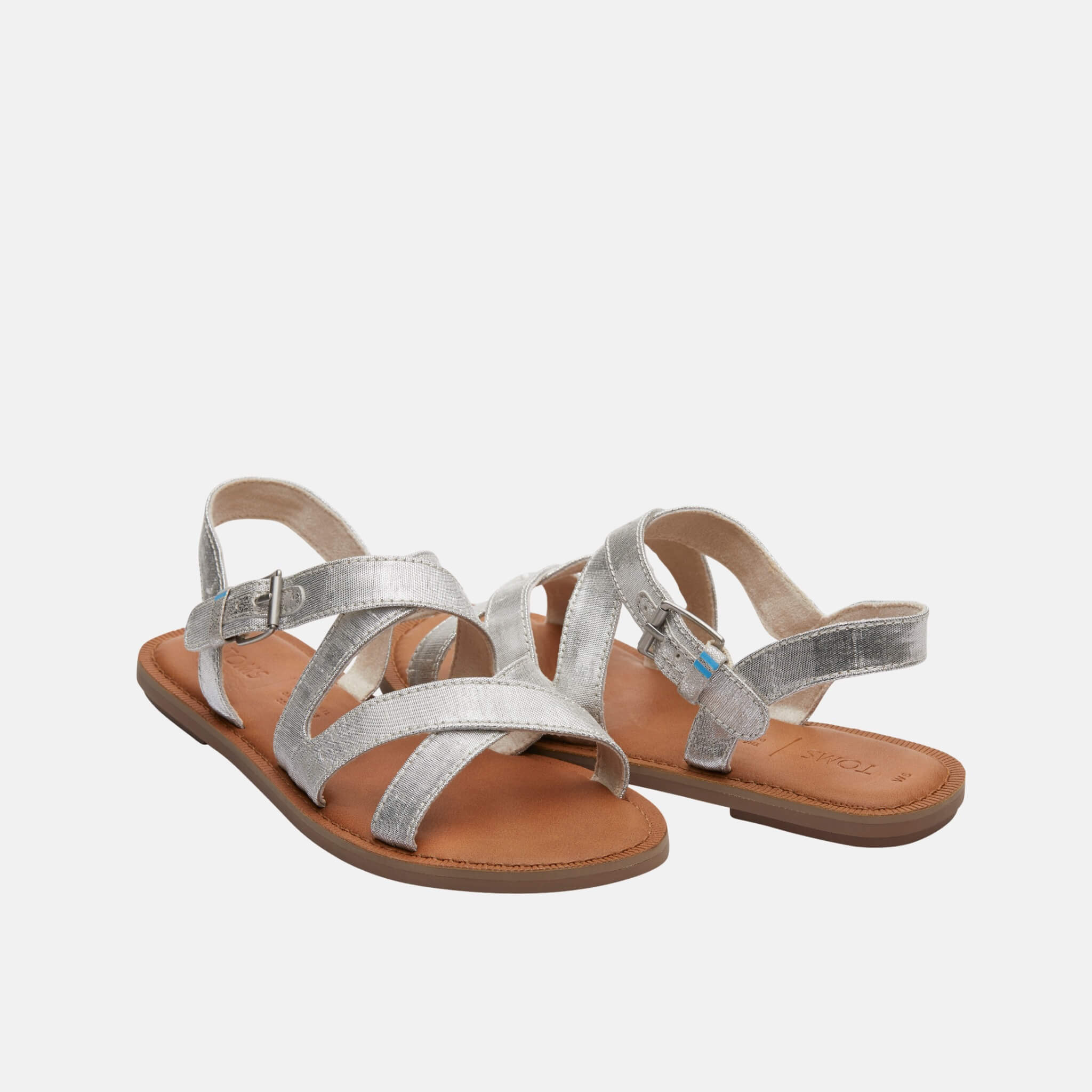 Dámske strieborné sandálky TOMS Silver Metallic Sicily Sandals