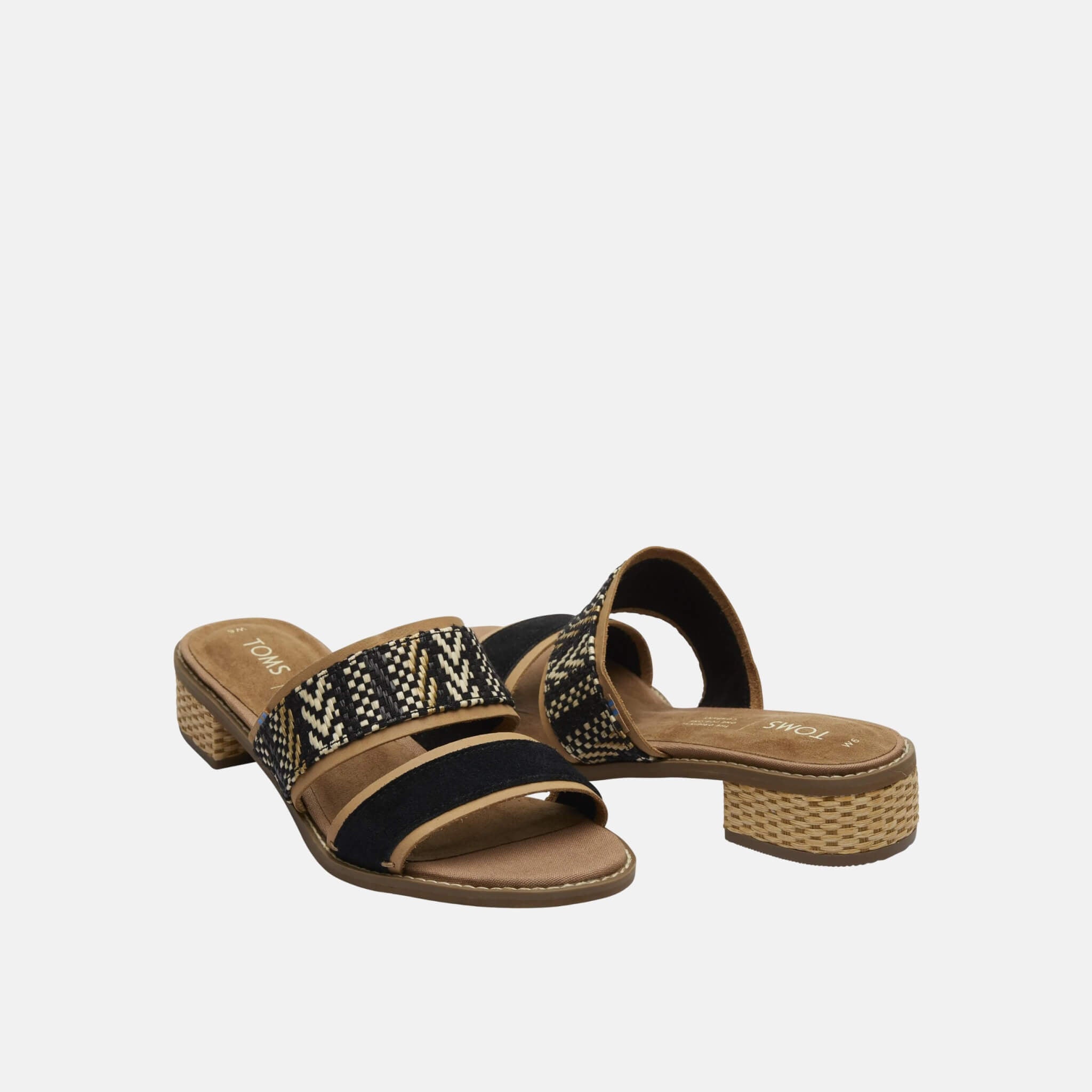 Dámske čiernobiele šľapky na podpätku TOMS Mariposa Sandals