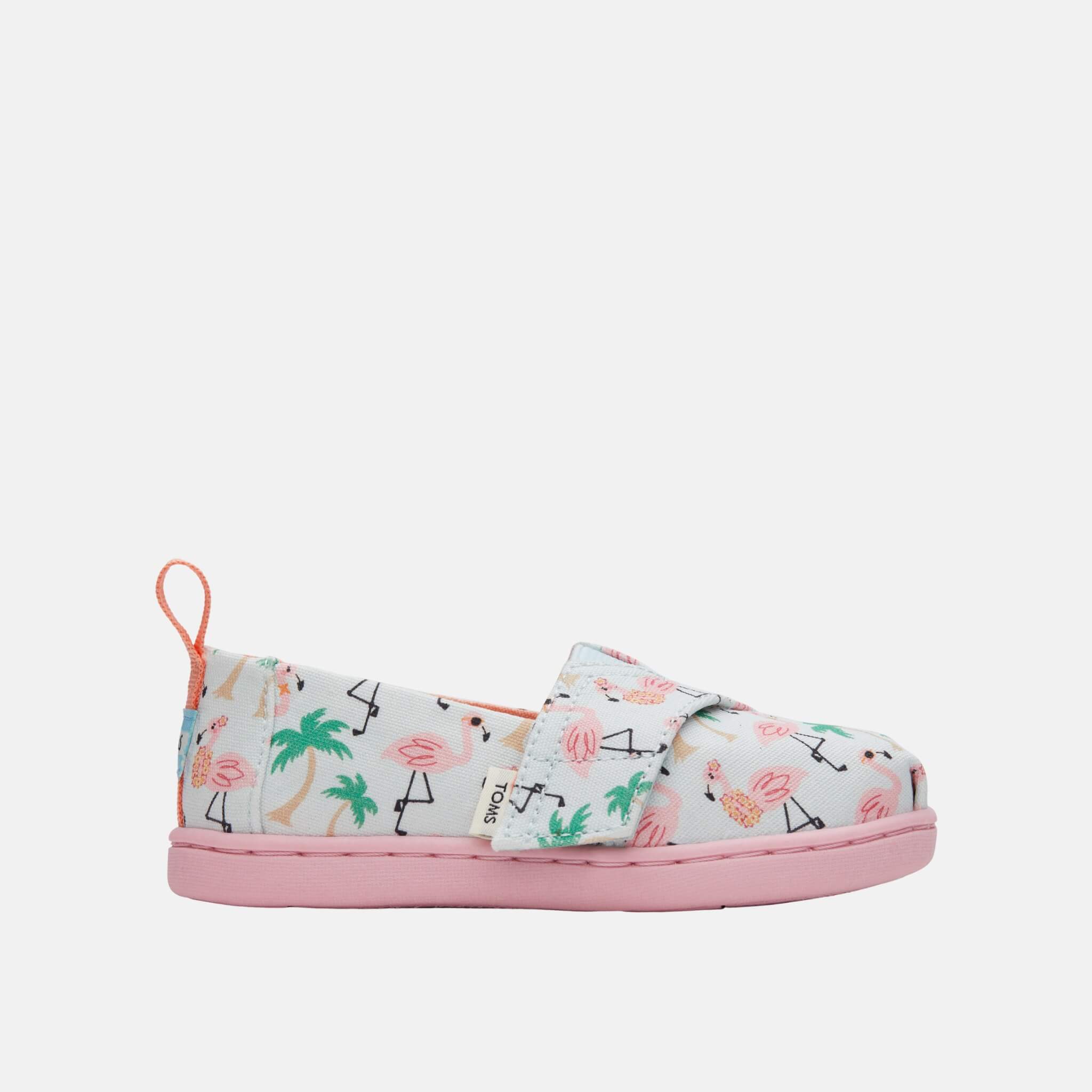 Detské modré espadrilky s plameniakmi TOMS Tiny Alpargata