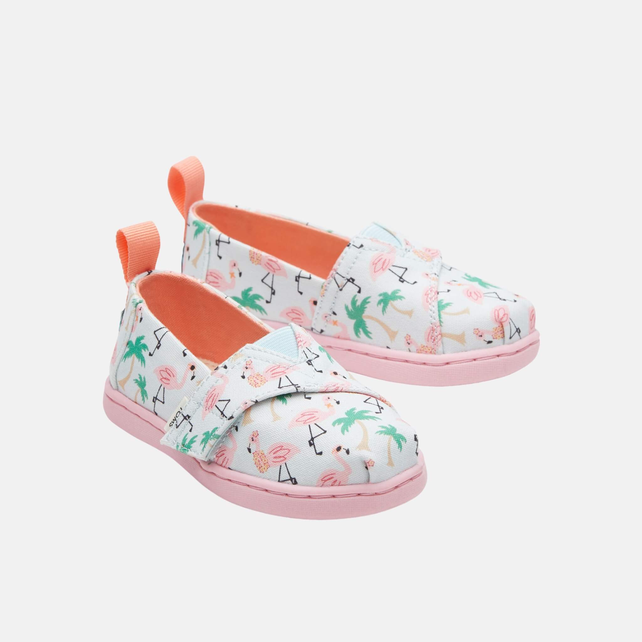 Detské modré espadrilky s plameniakmi TOMS Tiny Alpargata