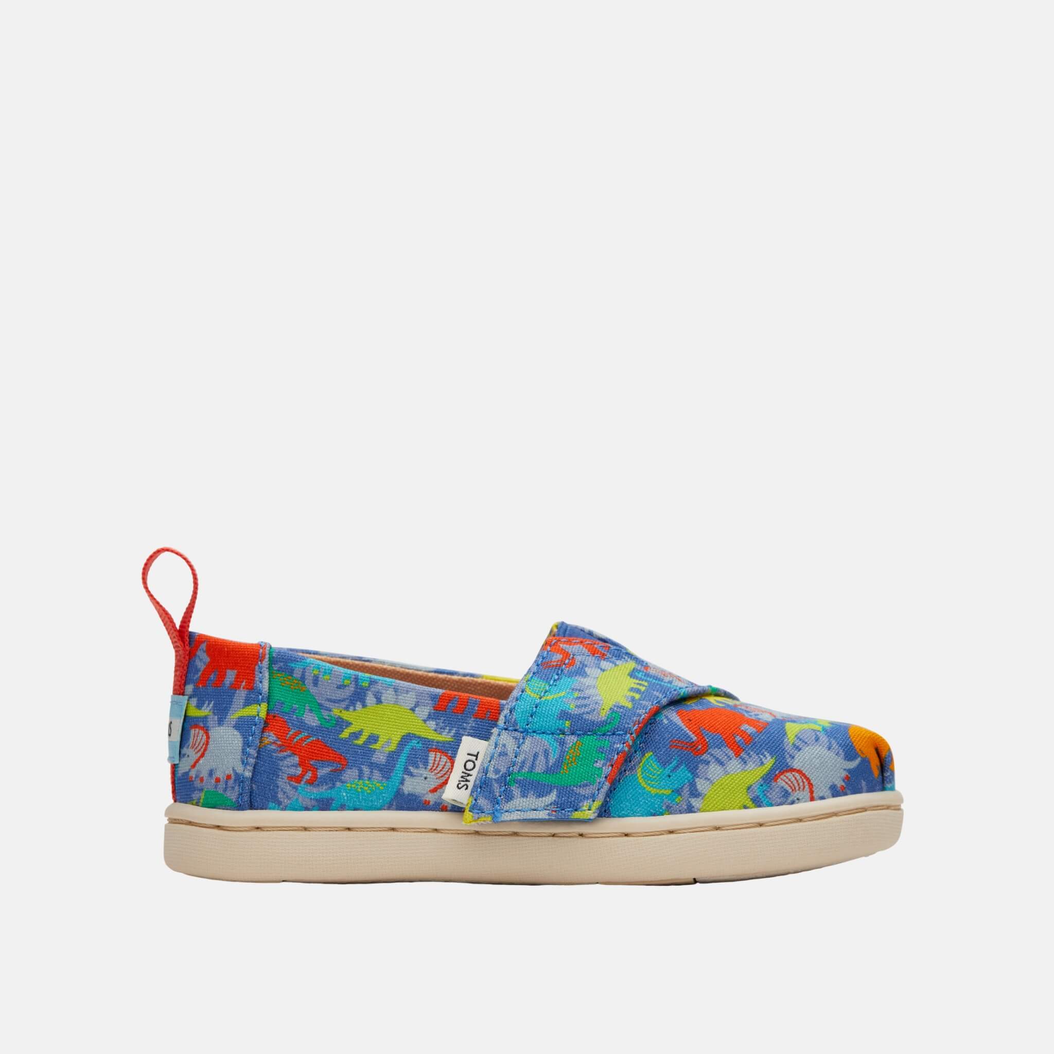 Detské modré espadrilky s dinosaurmi TOMS Tiny Alpargata