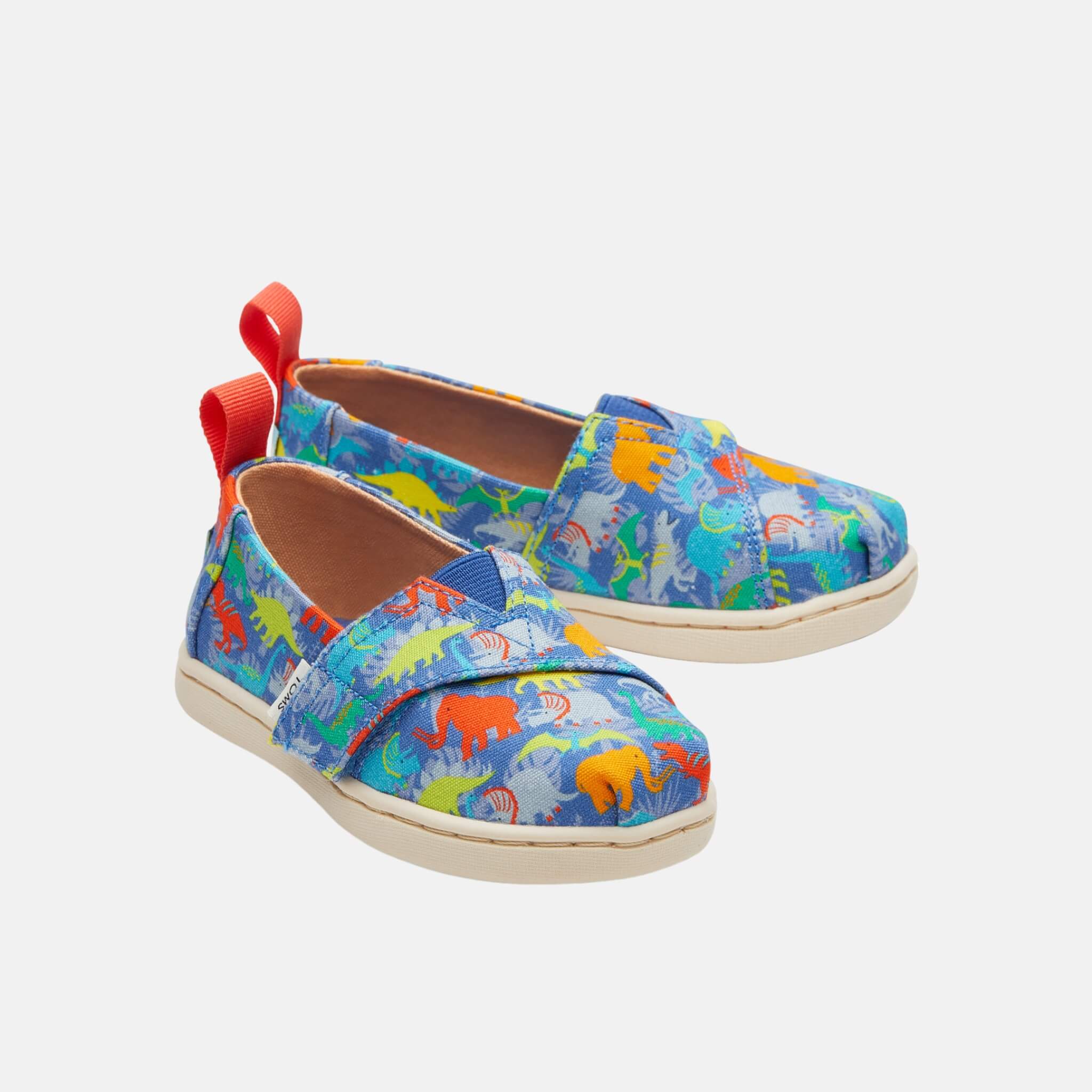 Detské modré espadrilky s dinosaurmi TOMS Tiny Alpargata