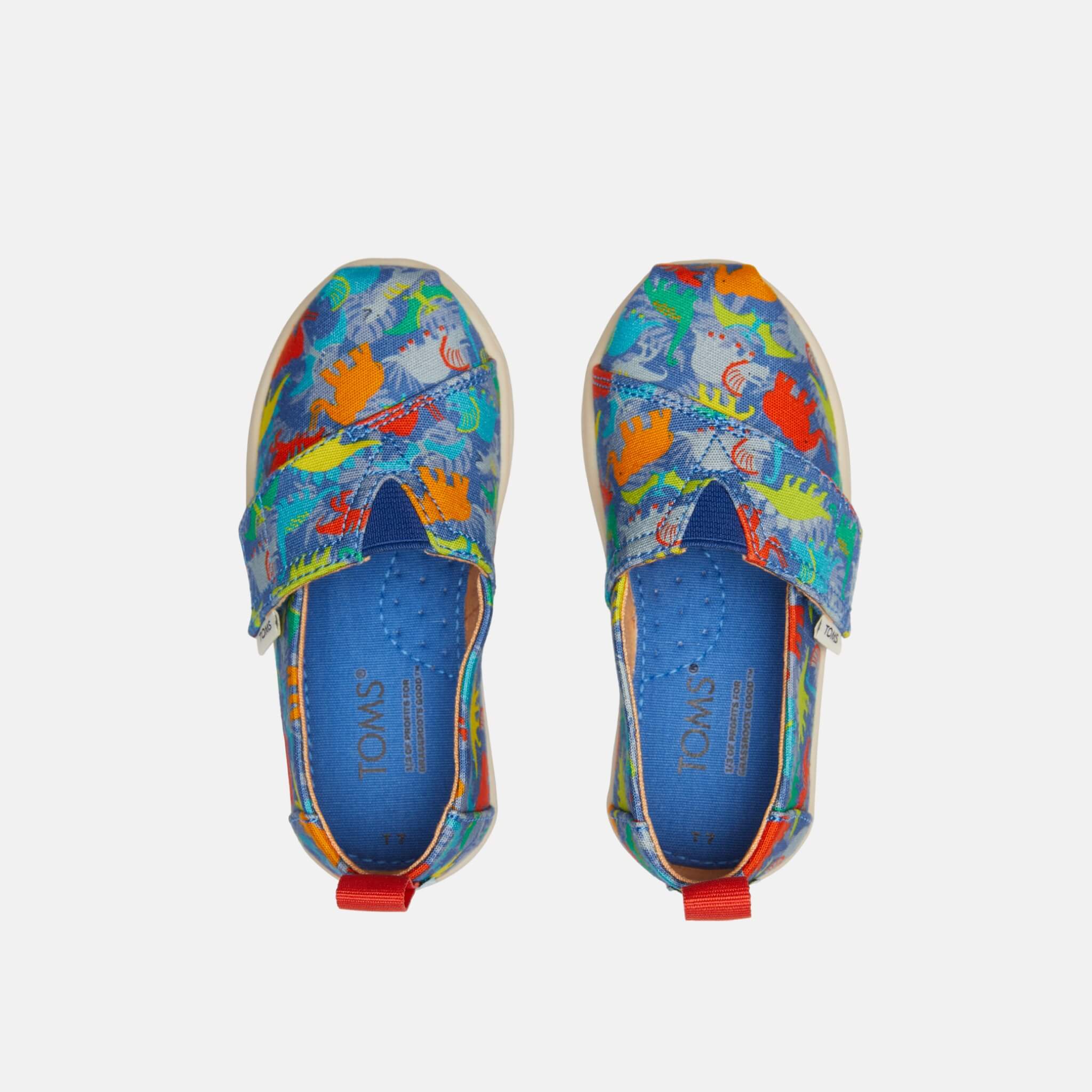 Detské modré espadrilky s dinosaurmi TOMS Tiny Alpargata