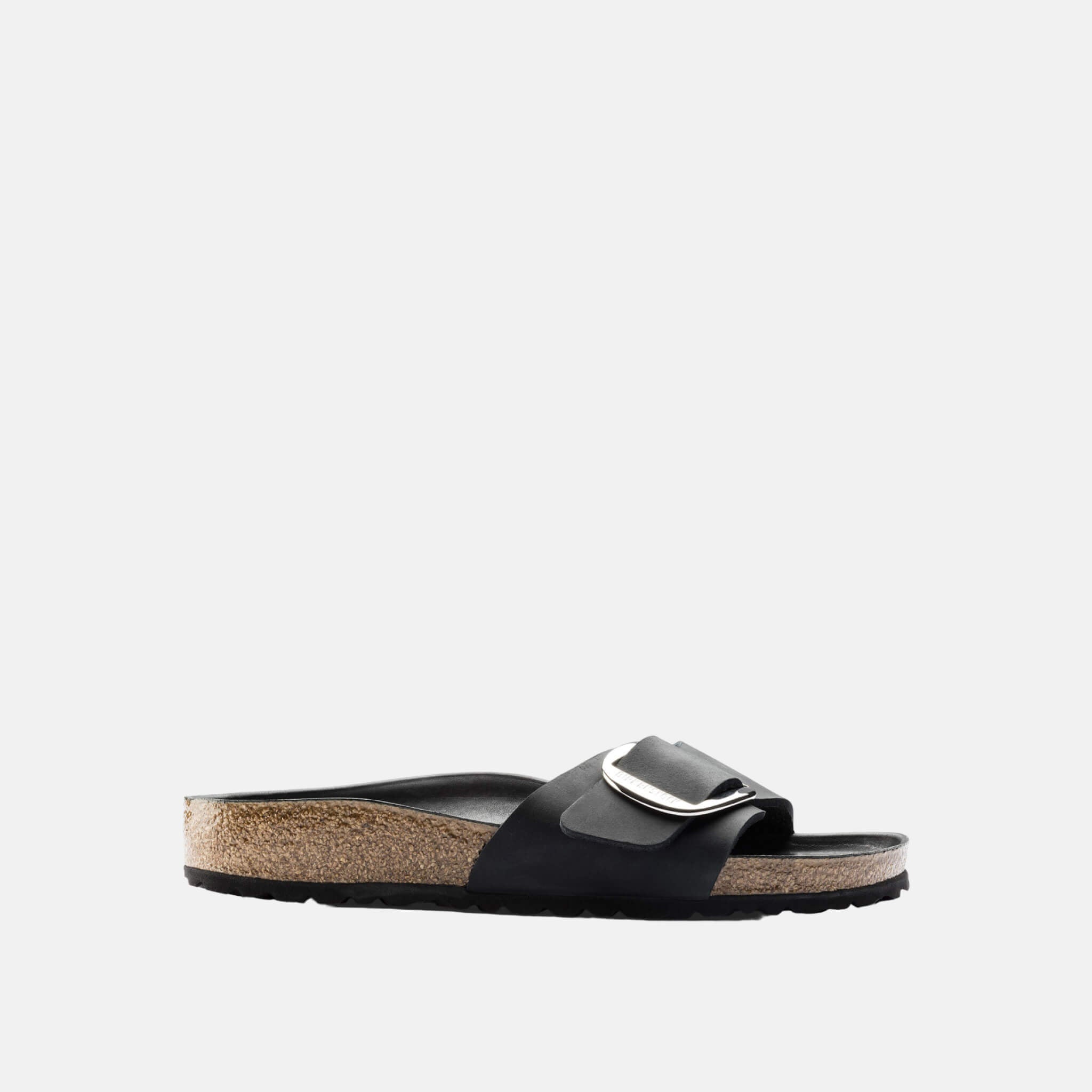 Čierne Regular šľapky Birkenstock Madrid Big Buckle Oiled Leather