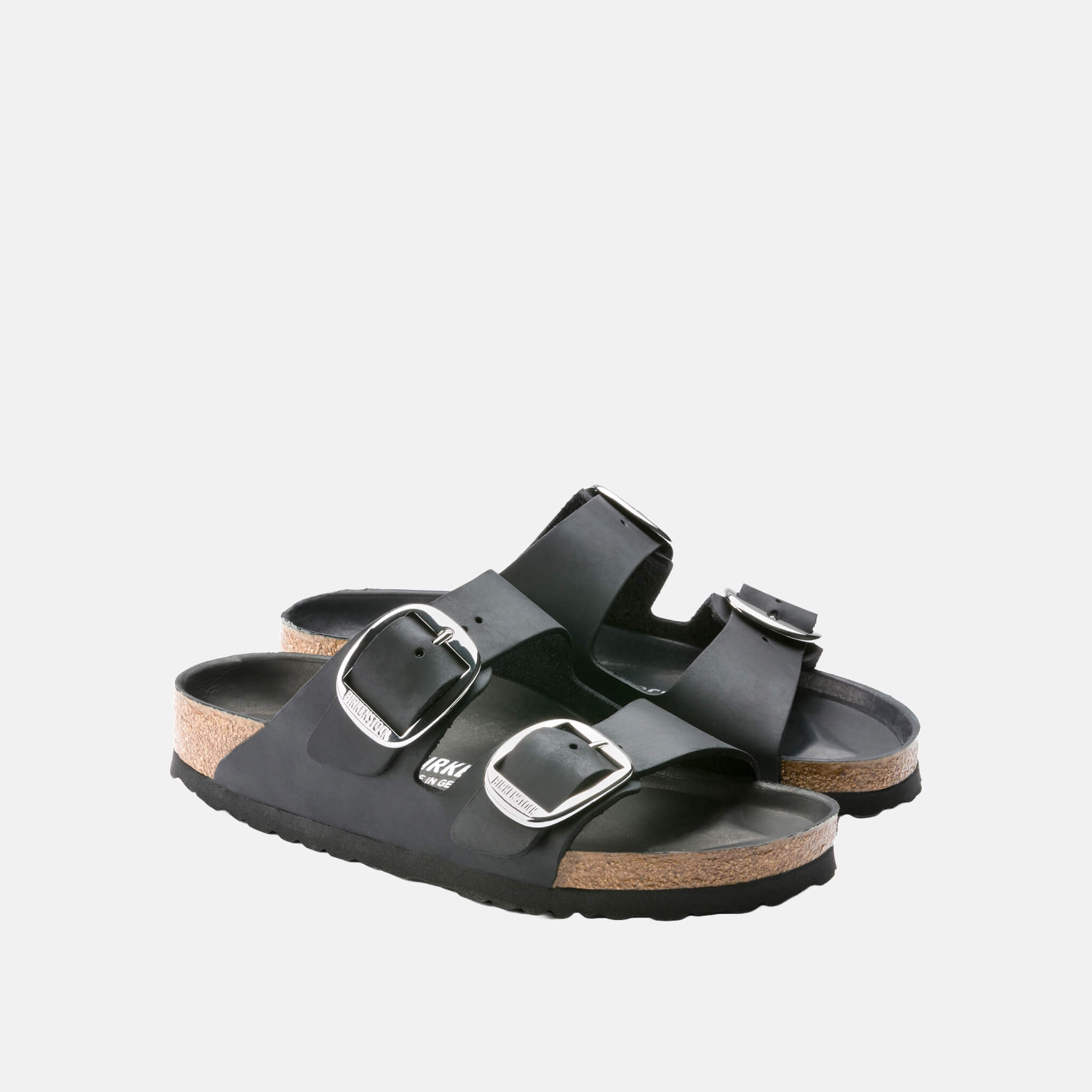 Čierne Regular šľapky Birkenstock Arizona Big Buckle Oiled Leather