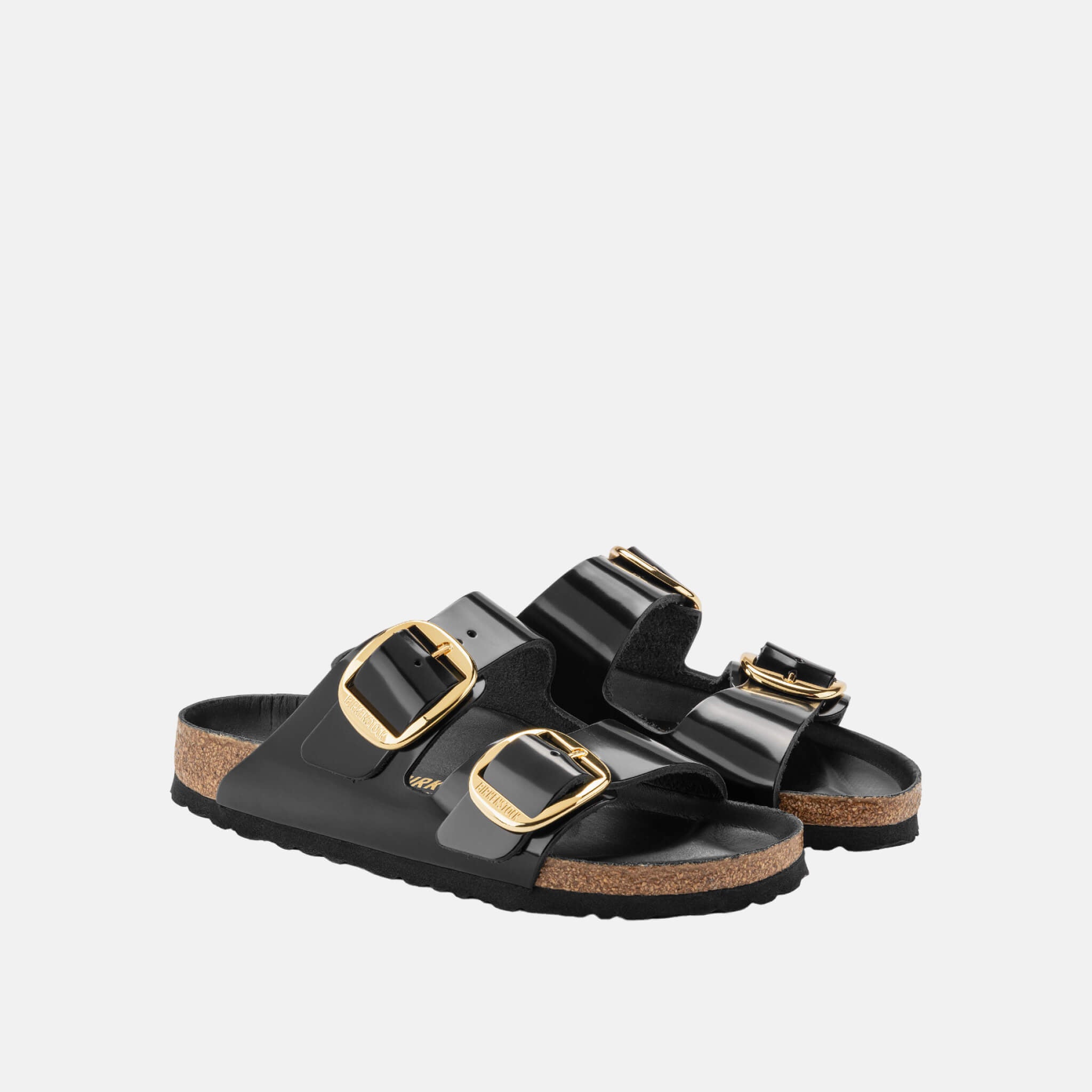 Čierne Regular Šľapky Birkenstock Arizona Big Buckle High Shine Leather