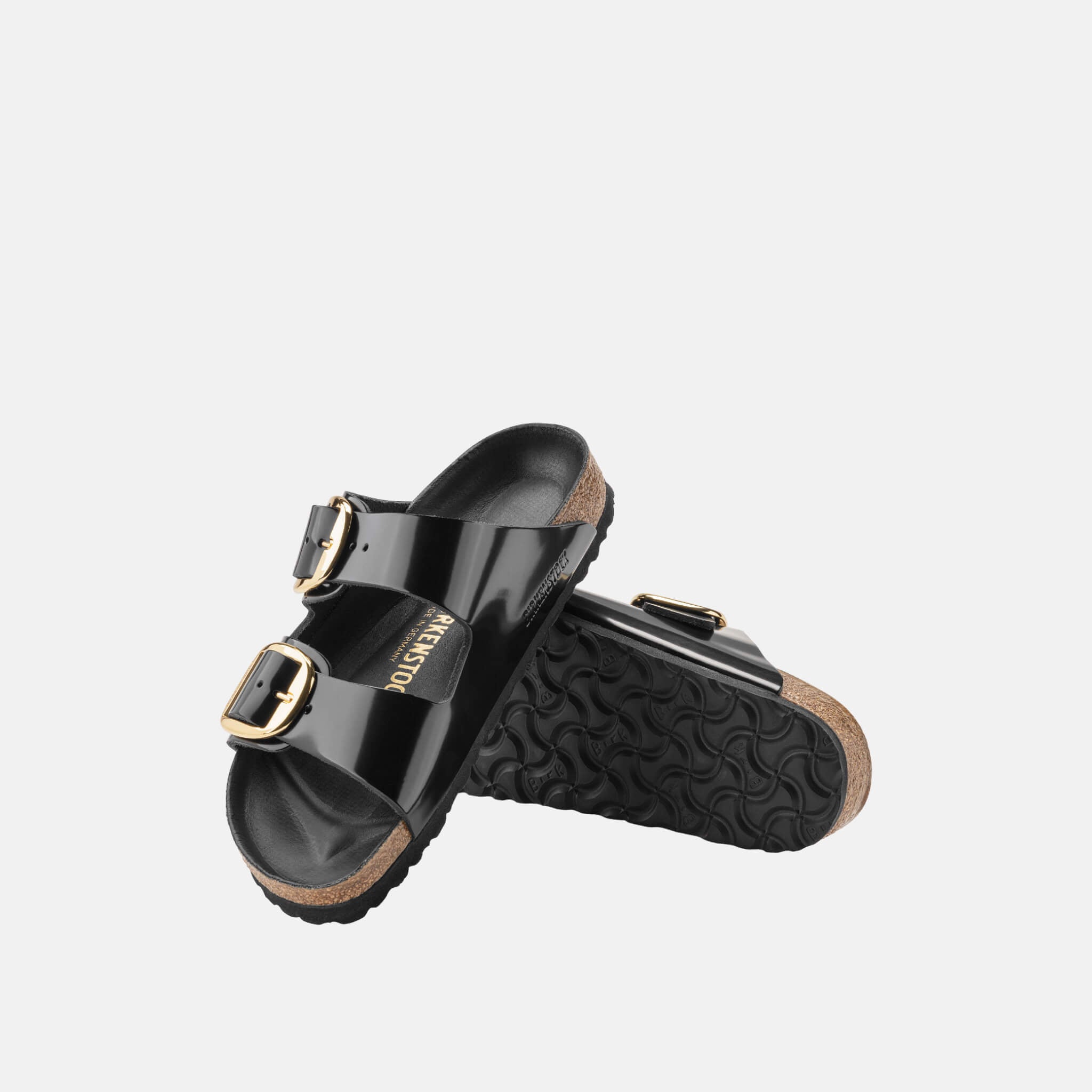Čierne Regular Šľapky Birkenstock Arizona Big Buckle High Shine Leather