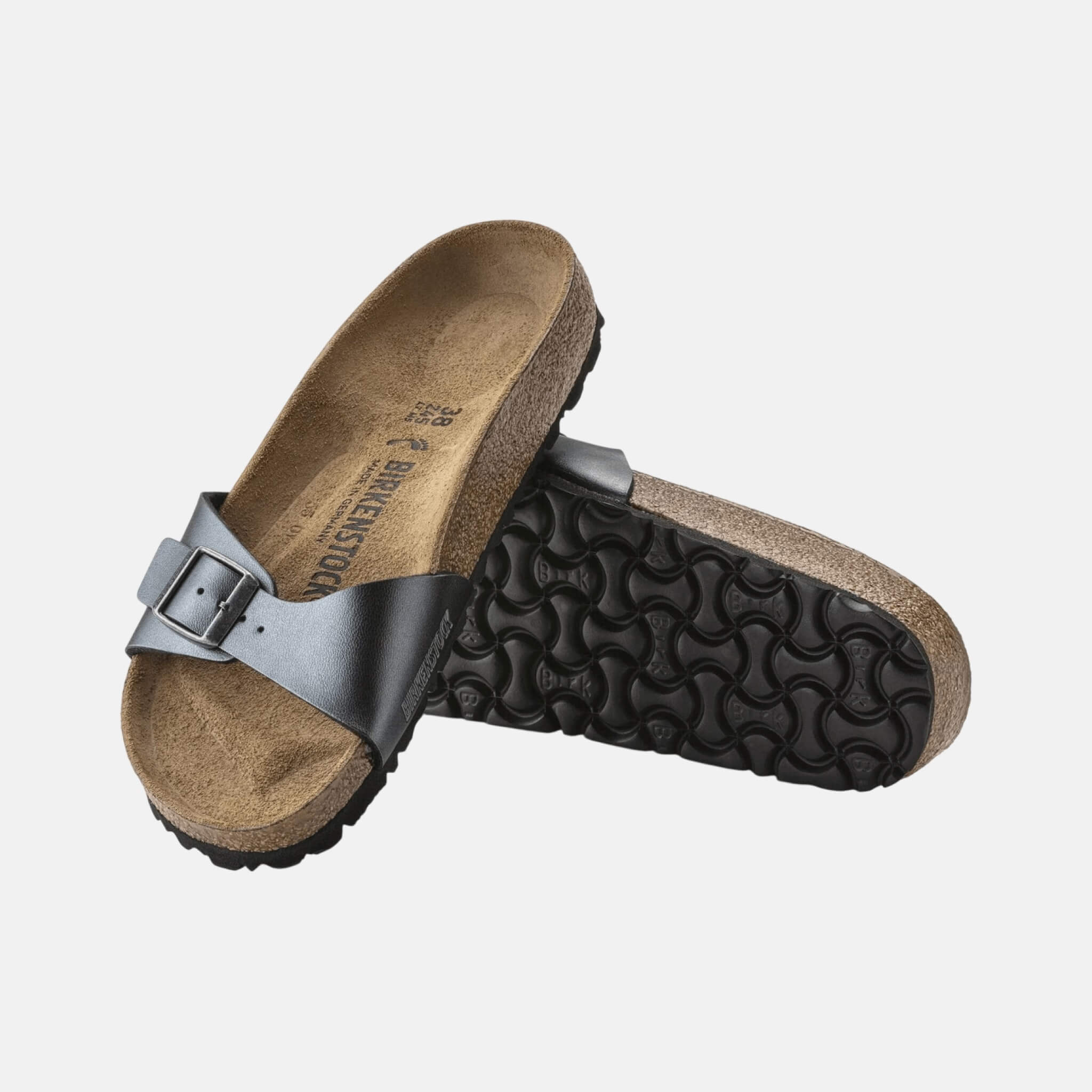 Strieborné Regular šľapky Birkenstock Madrid Birko-Flor Metallic