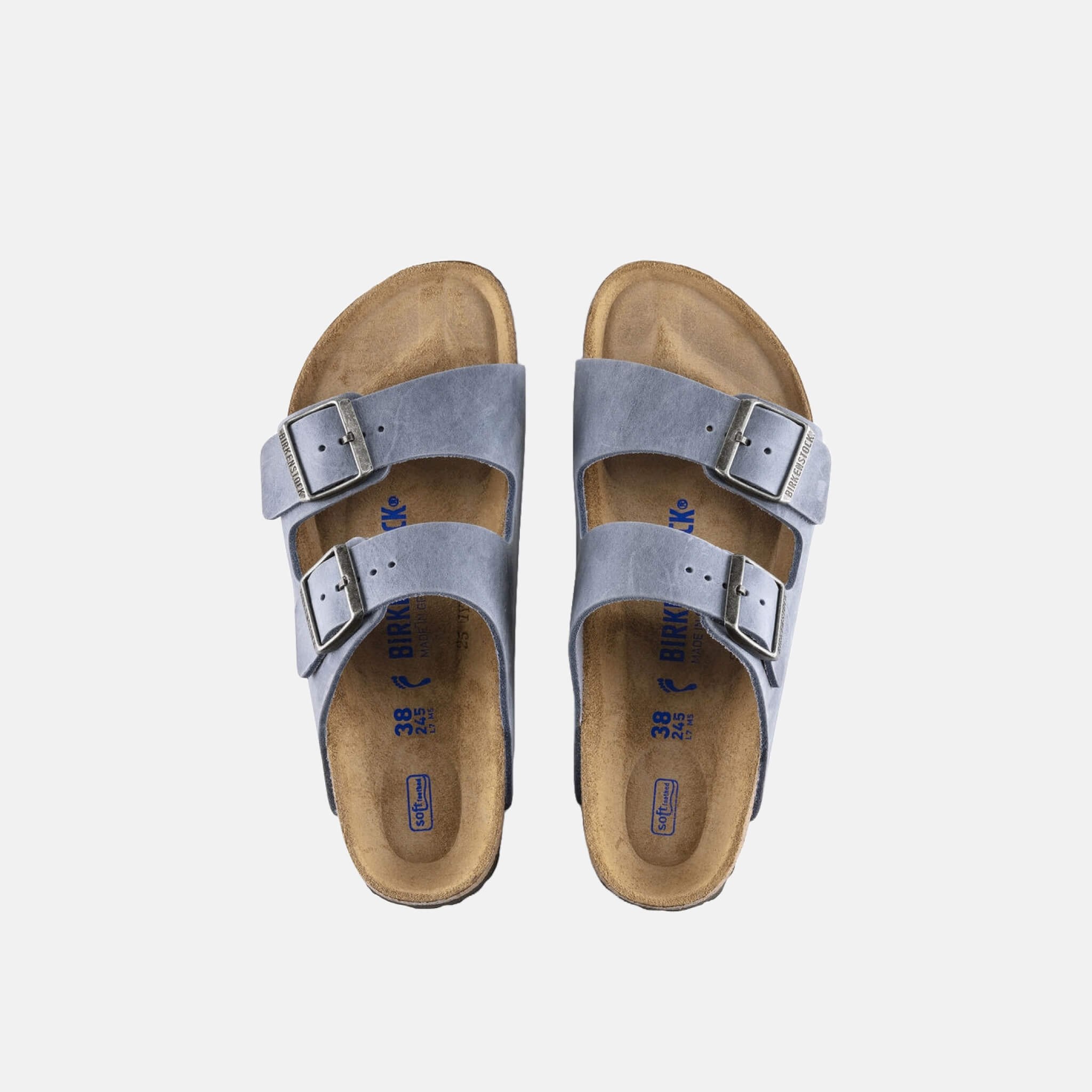 Modré Narrow šľapky Birkenstock Arizona Soft Footbed Oiled Leather