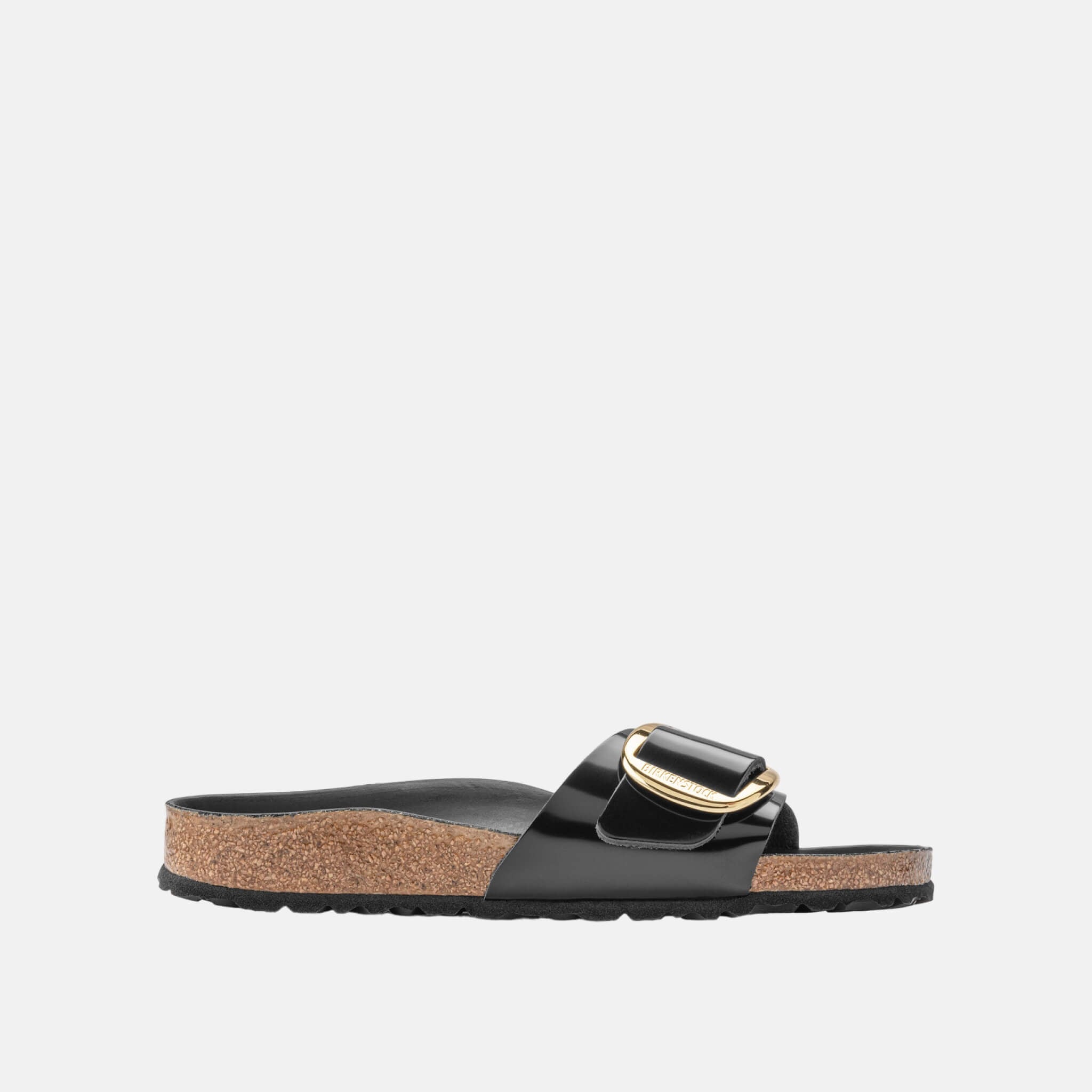 Čierne Regular Šľapky Birkenstock Madrid Big Buckle High Shine Leather