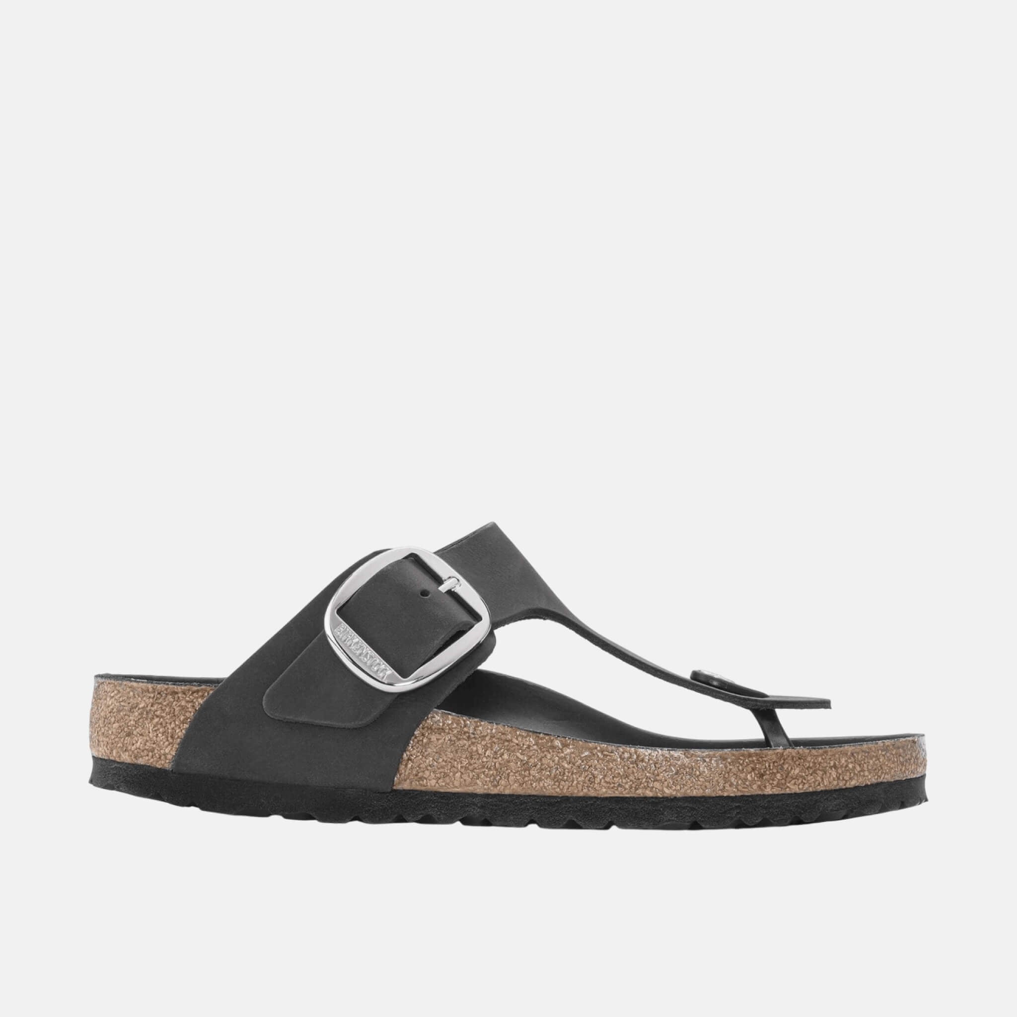 Čierne Regular žabky Gizeh Big Buckle Natural Leather Oiled