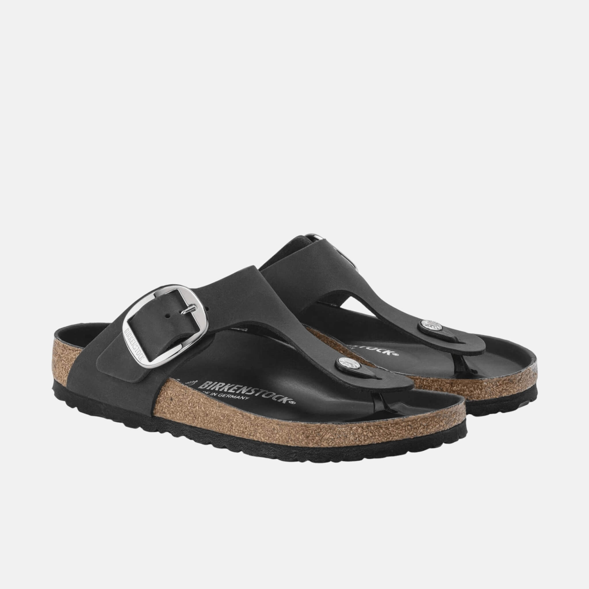 Čierne Regular žabky Gizeh Big Buckle Natural Leather Oiled
