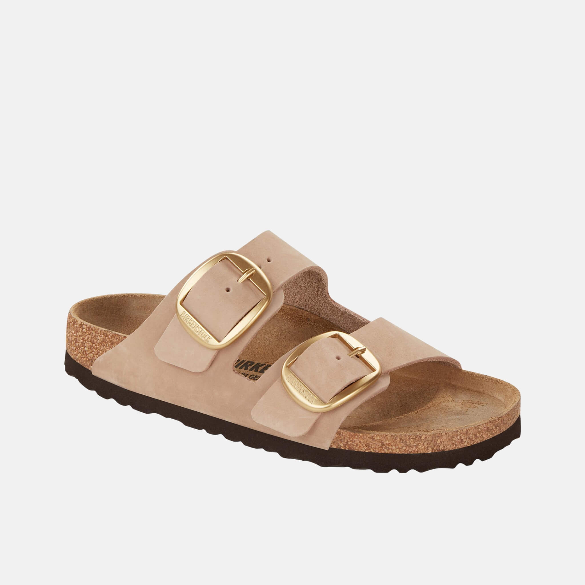 Béžové Regular Šľapky Arizona Big Buckle Nubuk Leather