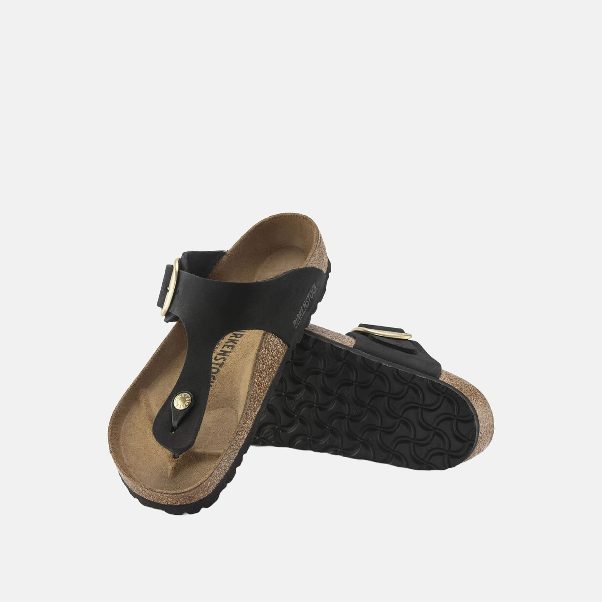 Čierne Regular Žabky Birkenstock Gizeh Big Buckle Nubuck Leather