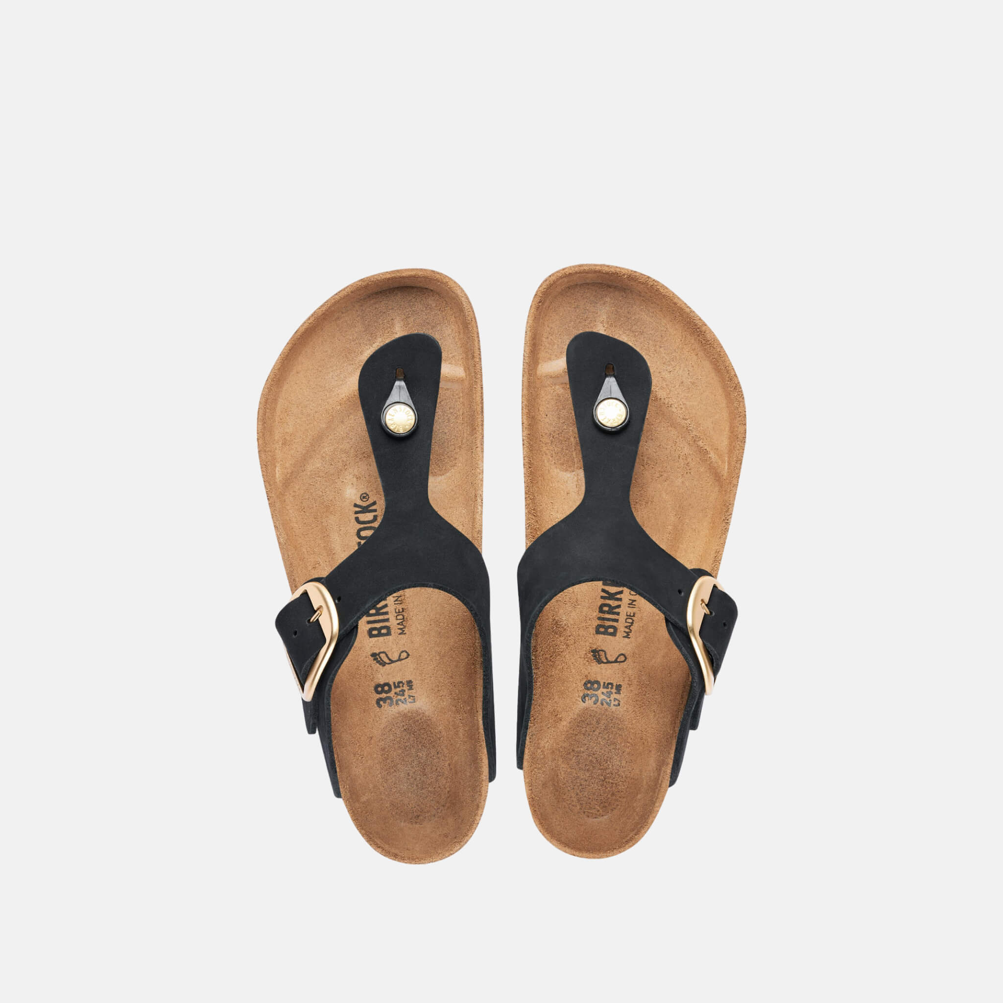 Čierne Regular Žabky Birkenstock Gizeh Big Buckle Nubuck Leather