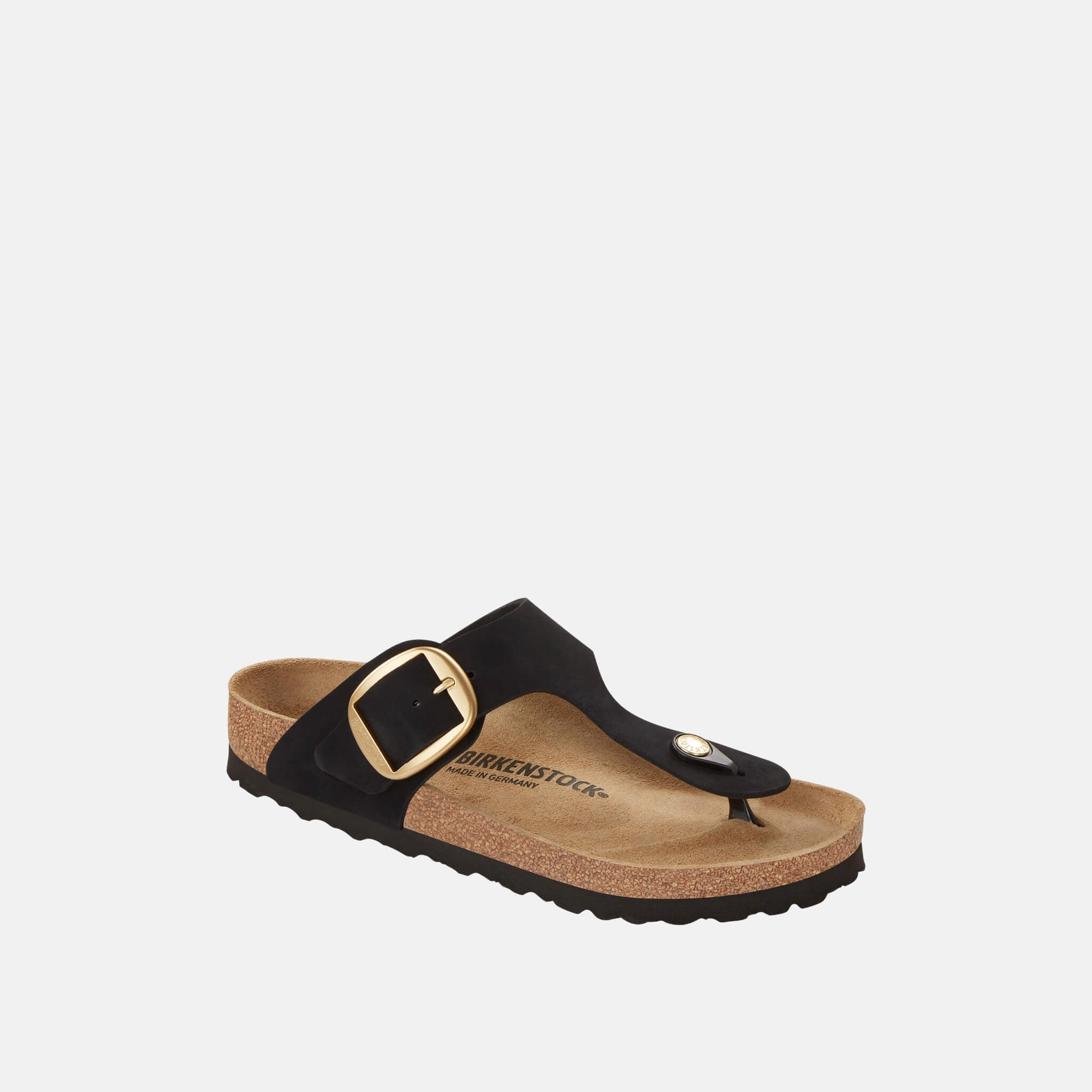 Čierne Regular Žabky Birkenstock Gizeh Big Buckle Nubuck Leather