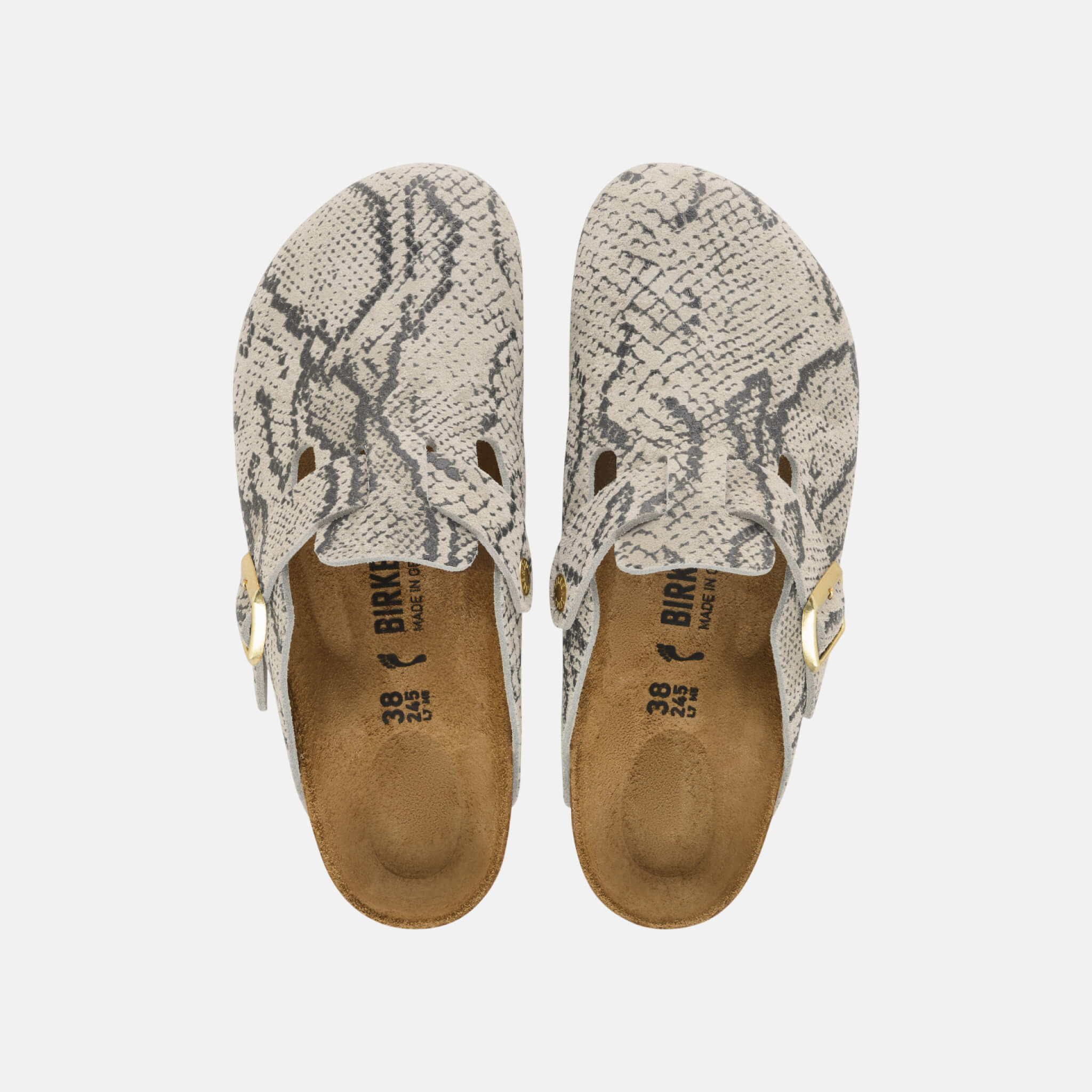 Dámske šedé Regular nazúvaky Birkenstock Boston Rivet Logo Suede Leather