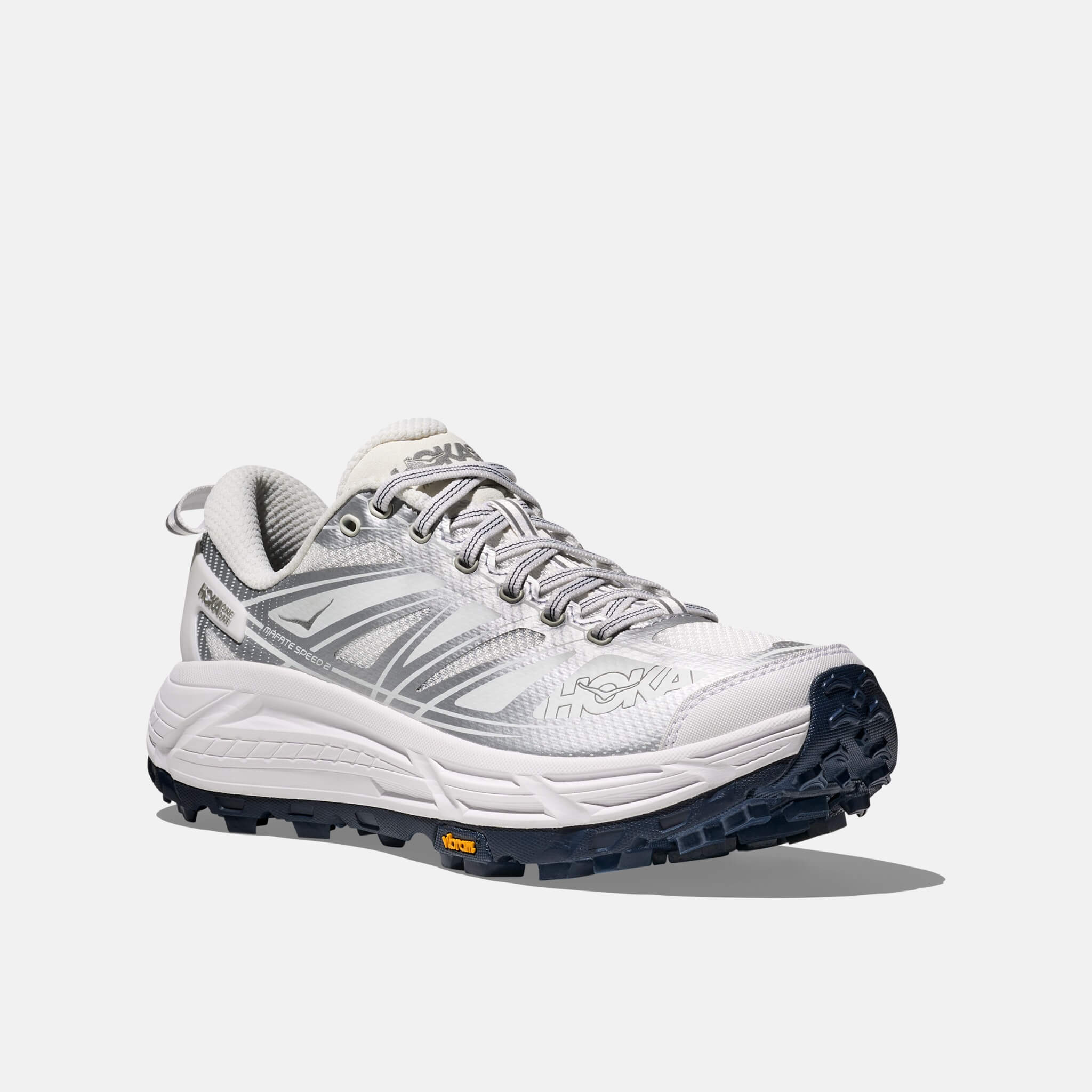 Unisex bielo-strieborné tenisky Hoka Mafate Speed 2