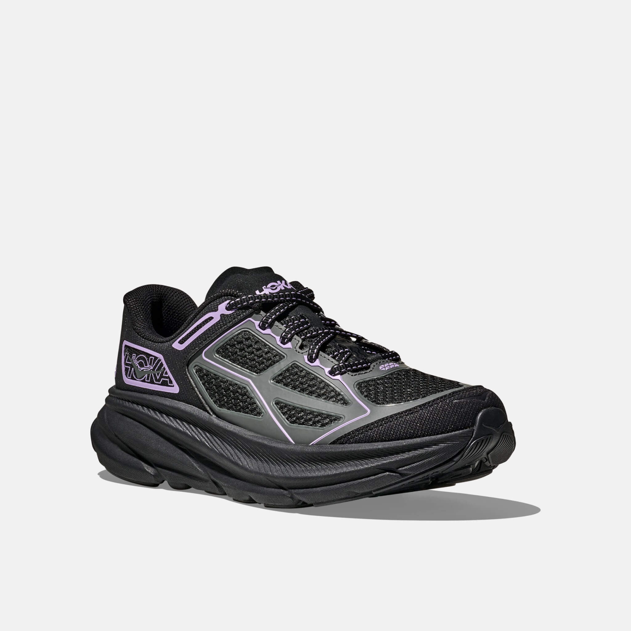 Unisex čierno-fialové tenisky Hoka Clifton One9