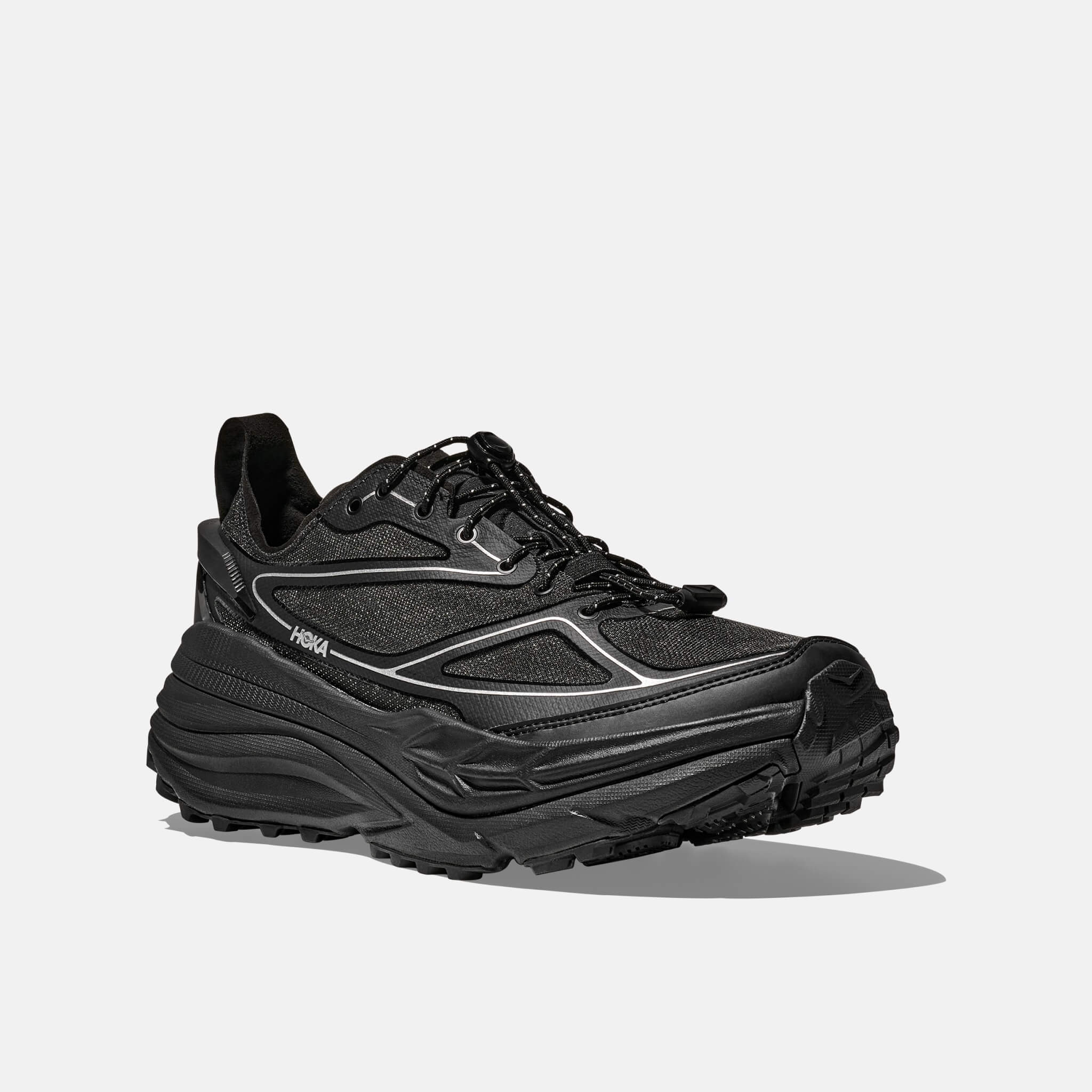 Unisex čierno-strieborné tenisky Hoka Stinson One7