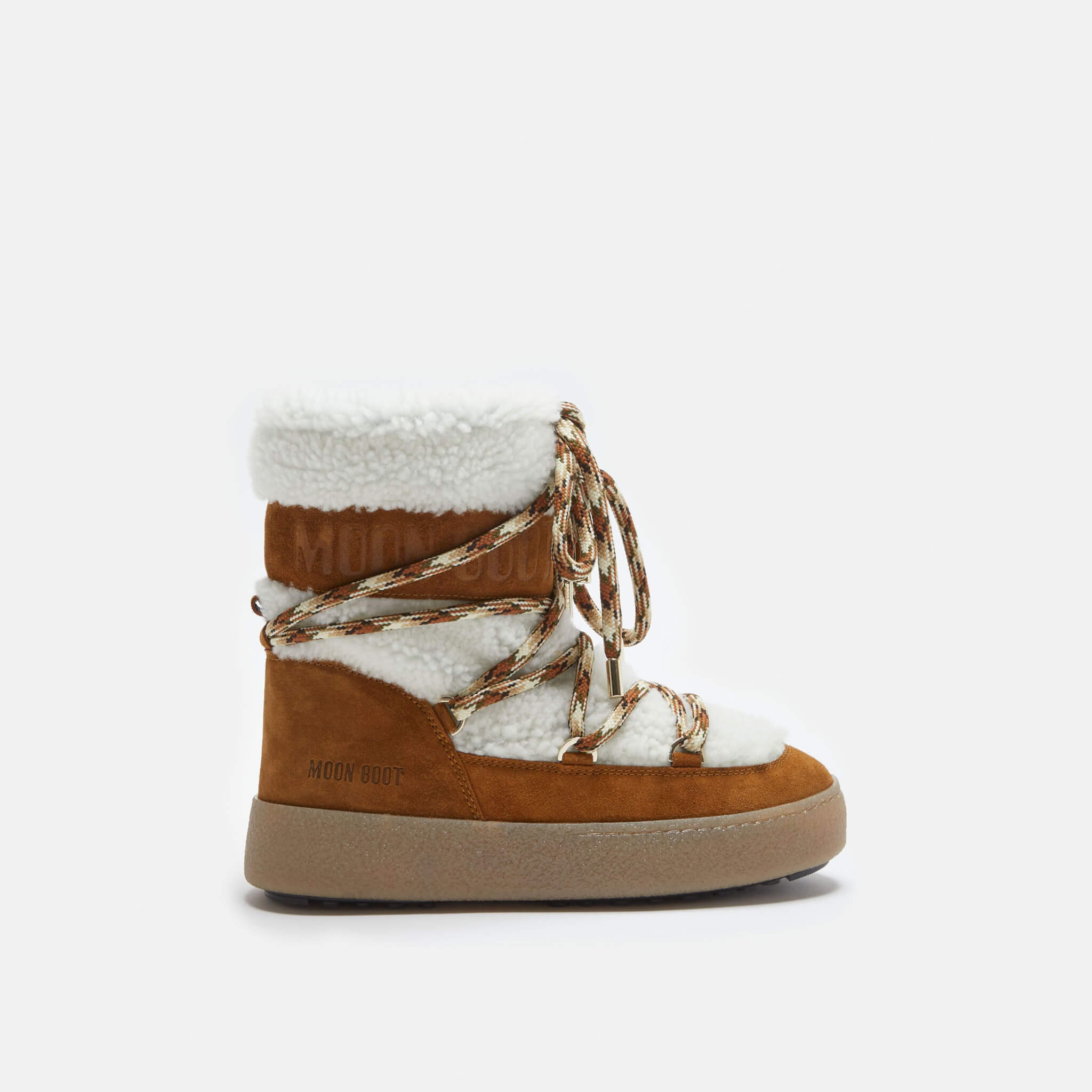 Dámske hnedo-biele snehule Moon Boot Ltrack Tube Shearling