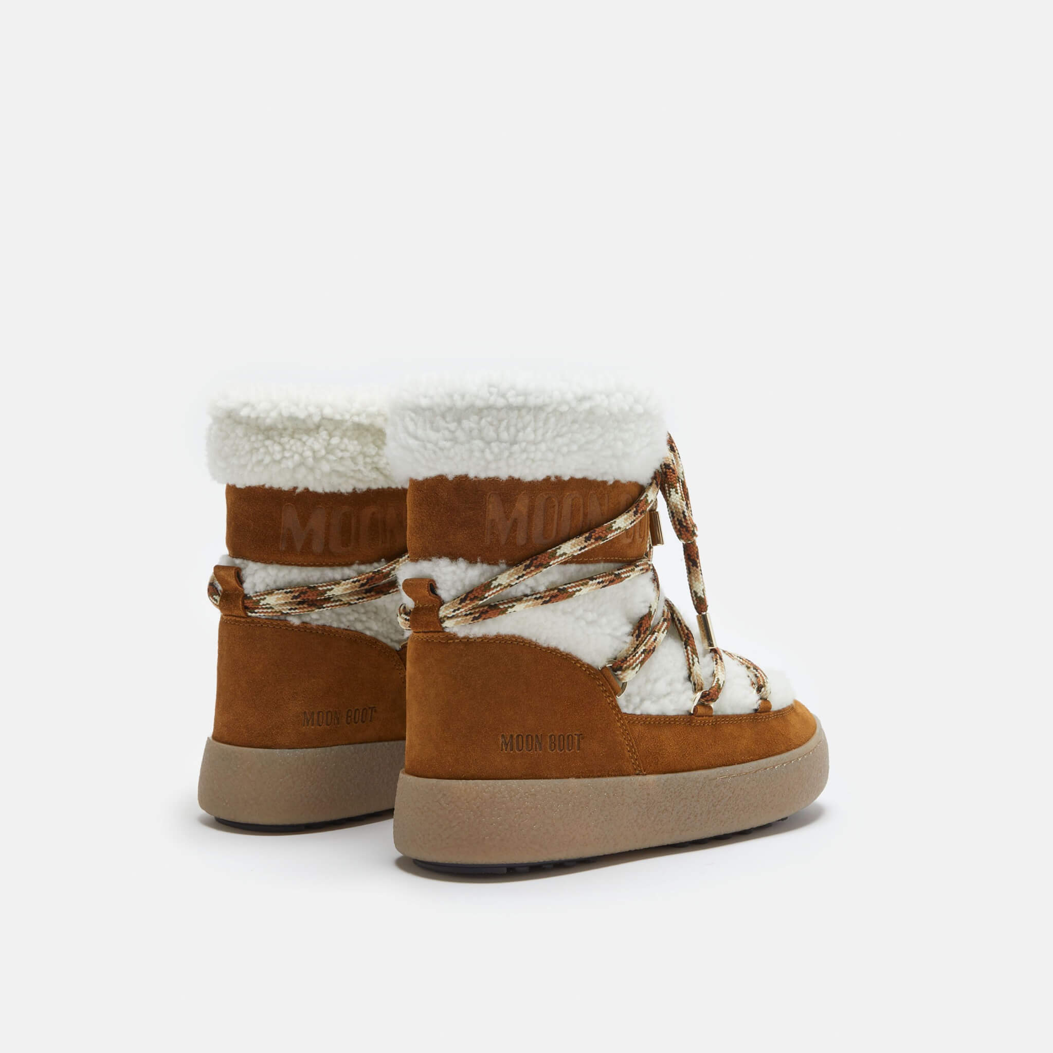 Dámske hnedo-biele snehule Moon Boot Ltrack Tube Shearling