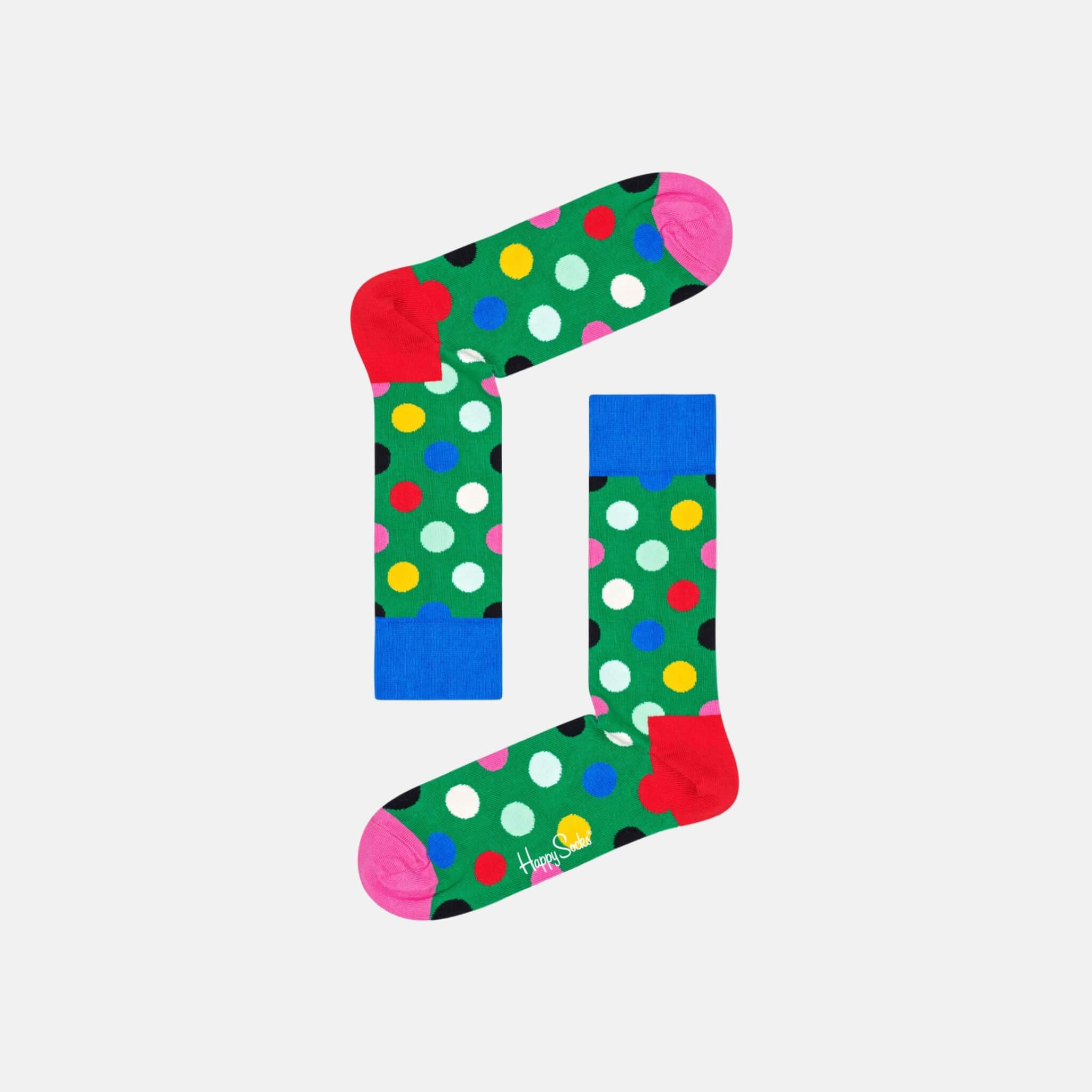Zelené ponožky Happy Socks bodkované, vzor Big Dot Block
