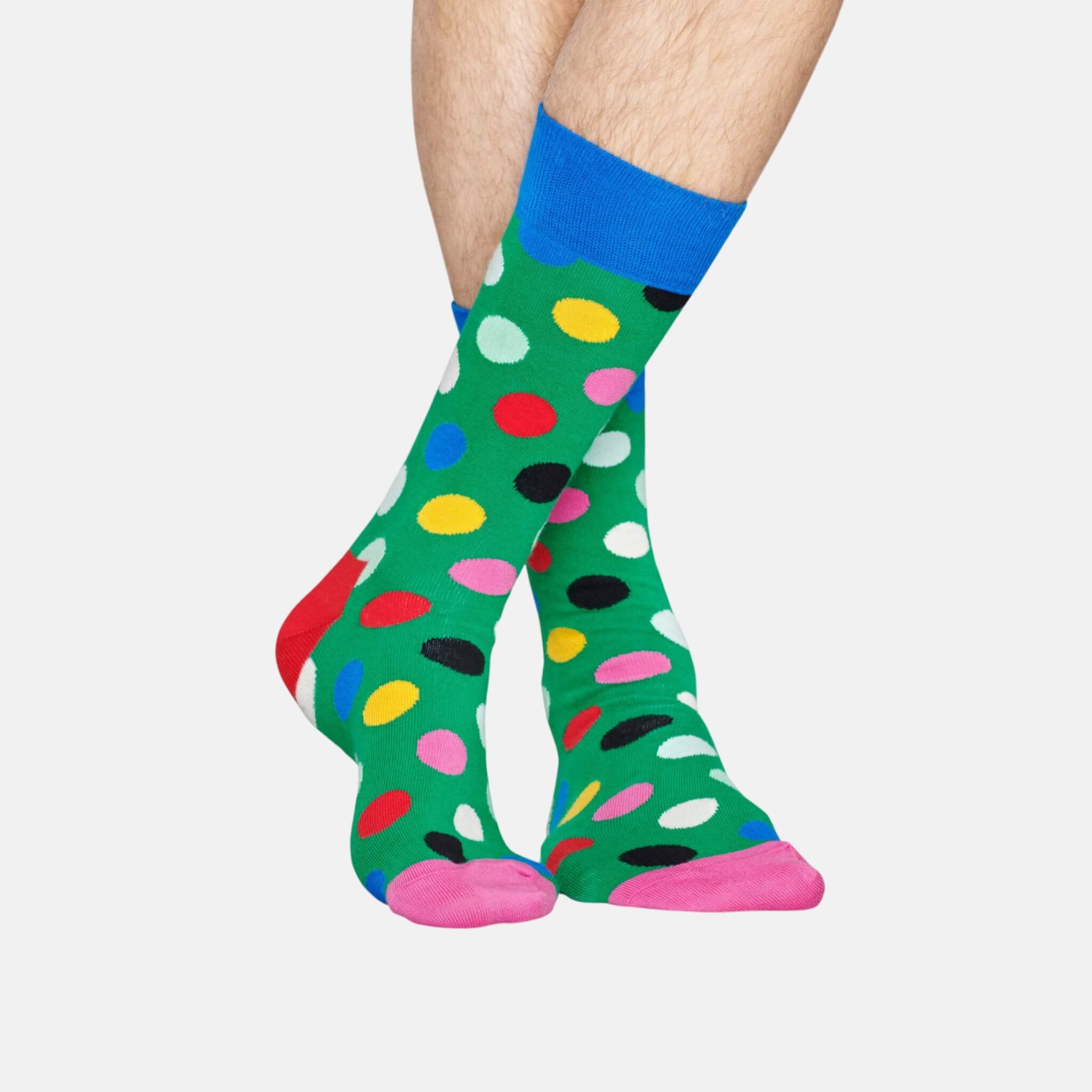 Zelené ponožky Happy Socks bodkované, vzor Big Dot Block