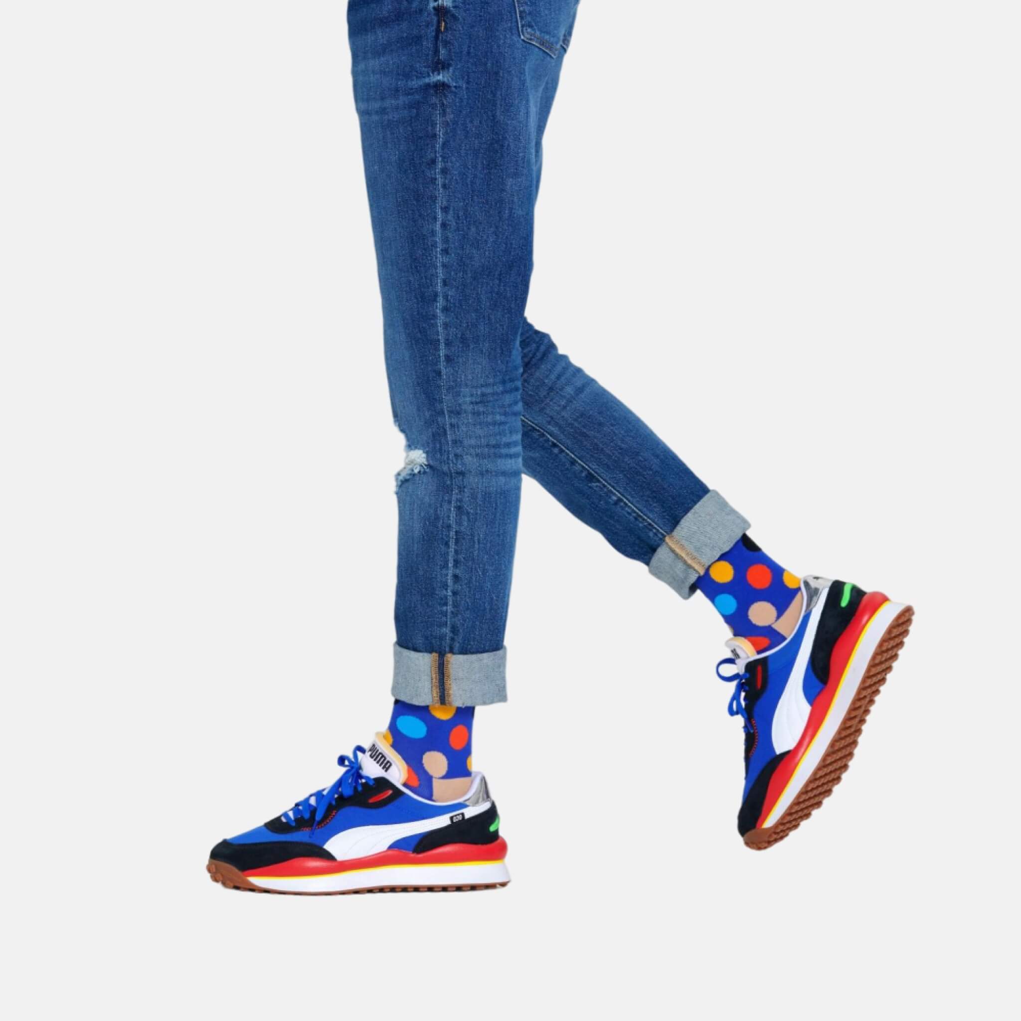 Modré ponožky Happy Socks s bodkami, vzor Big Dot