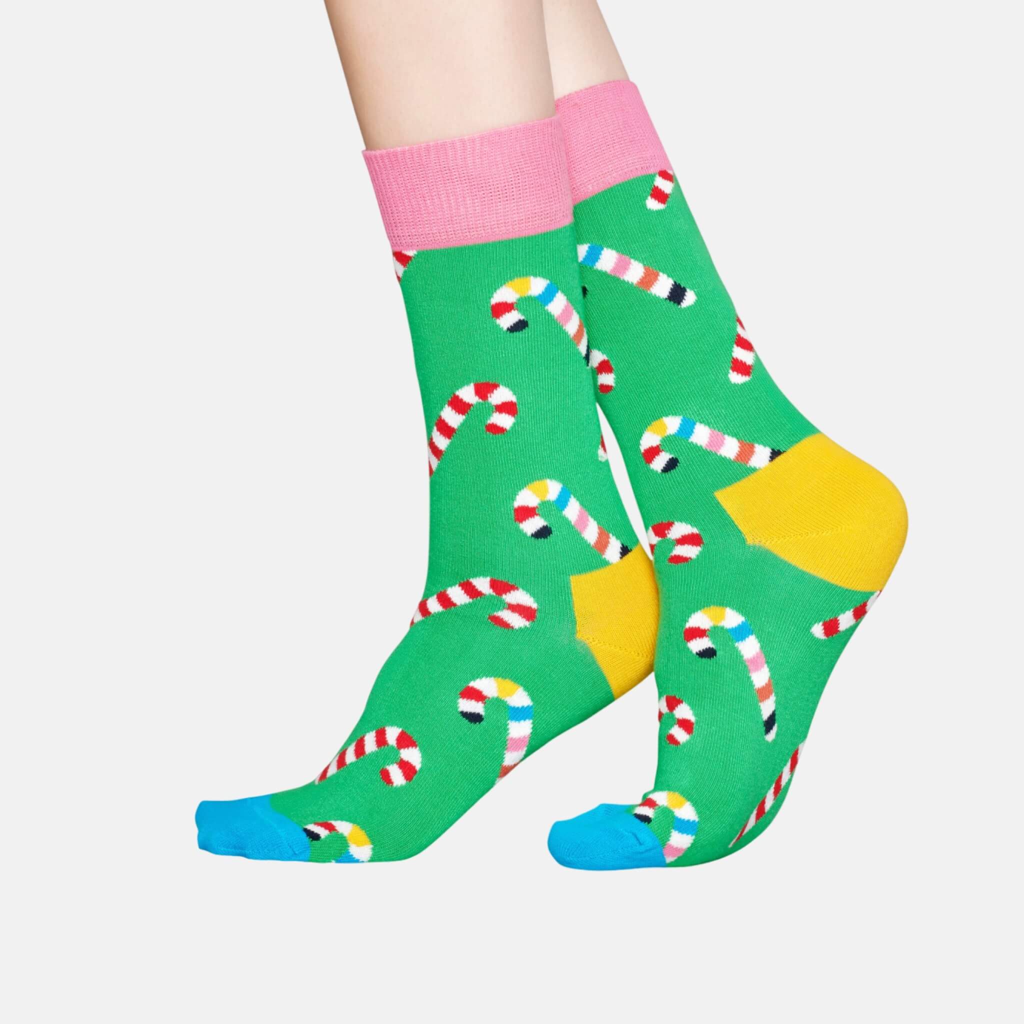 Zelené ponožky Happy Socks s cukrovými paličkami, vzor Candy Cane