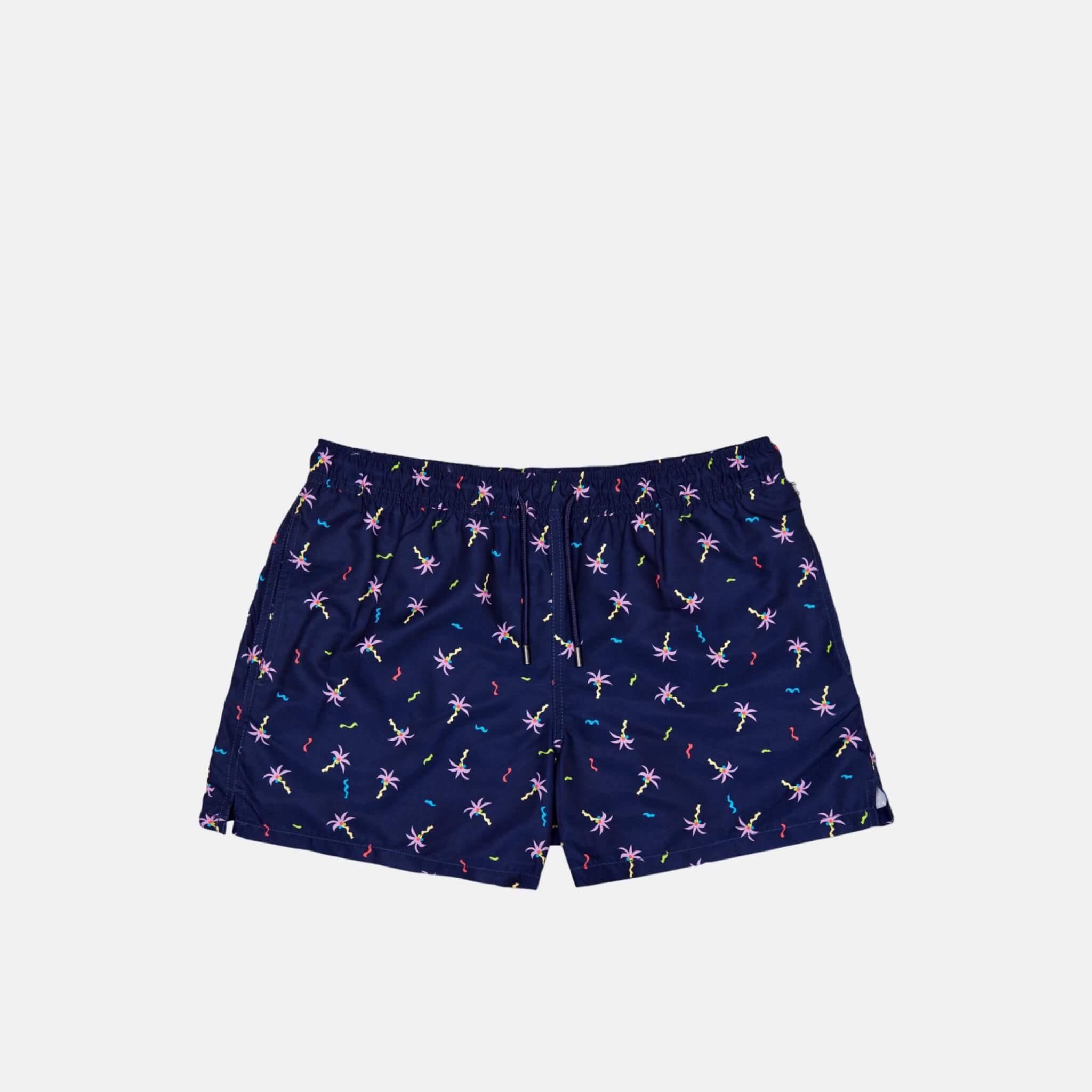 Pánske modré plavky Happy Socks s palmami a konfetami, vzor Confetti Palm