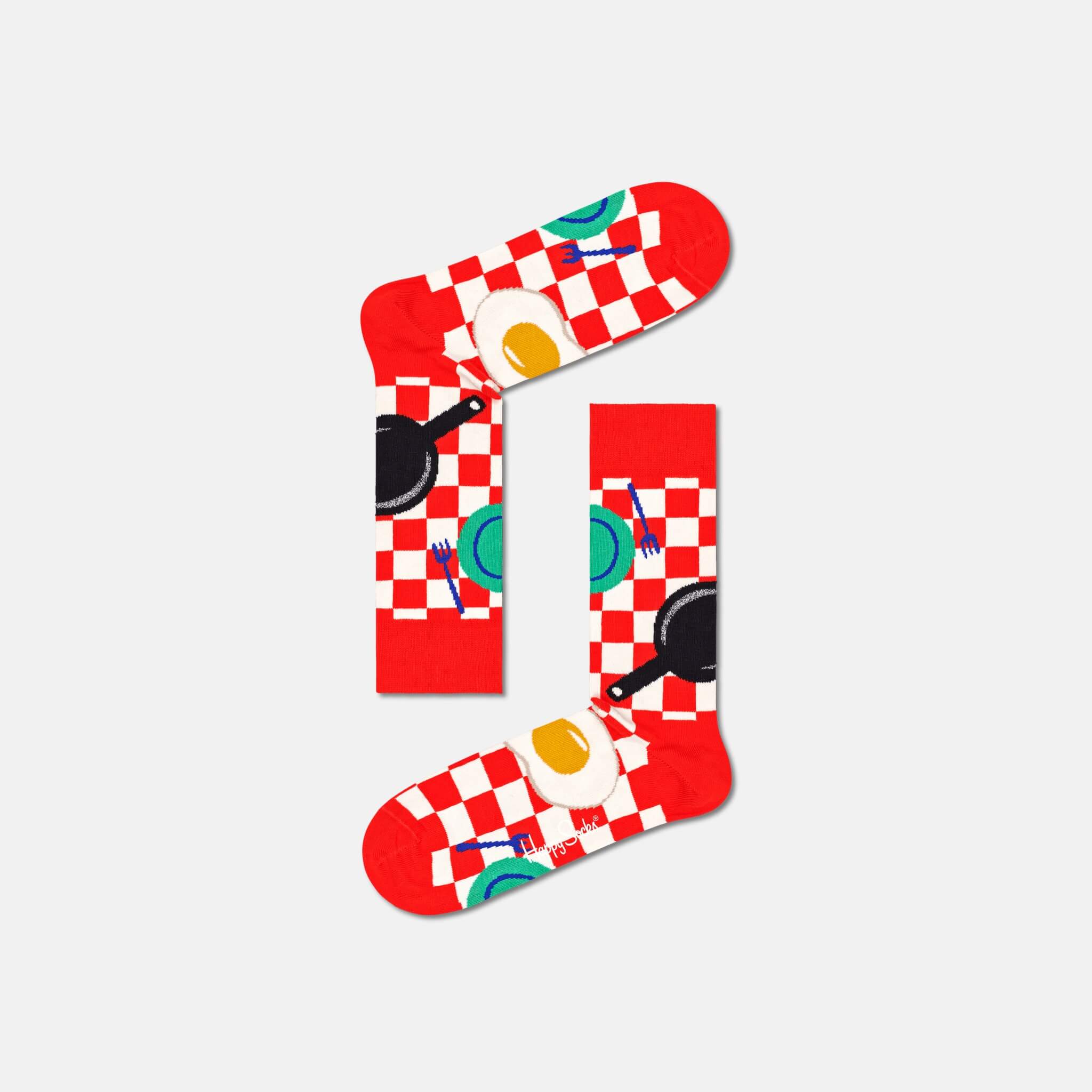 Červeno-biele ponožky Happy Socks s vajíčkom, vzor Early Bird