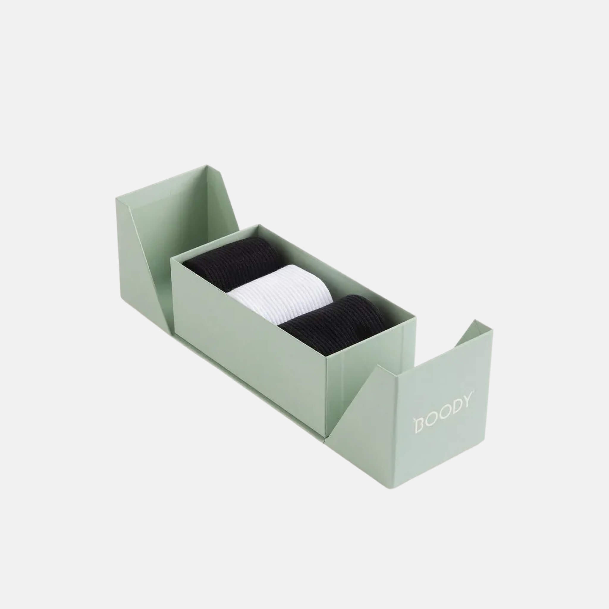 Unisex šedo-čierno-biele ponožky Boody Cushioned Crew Socks - 3 páry