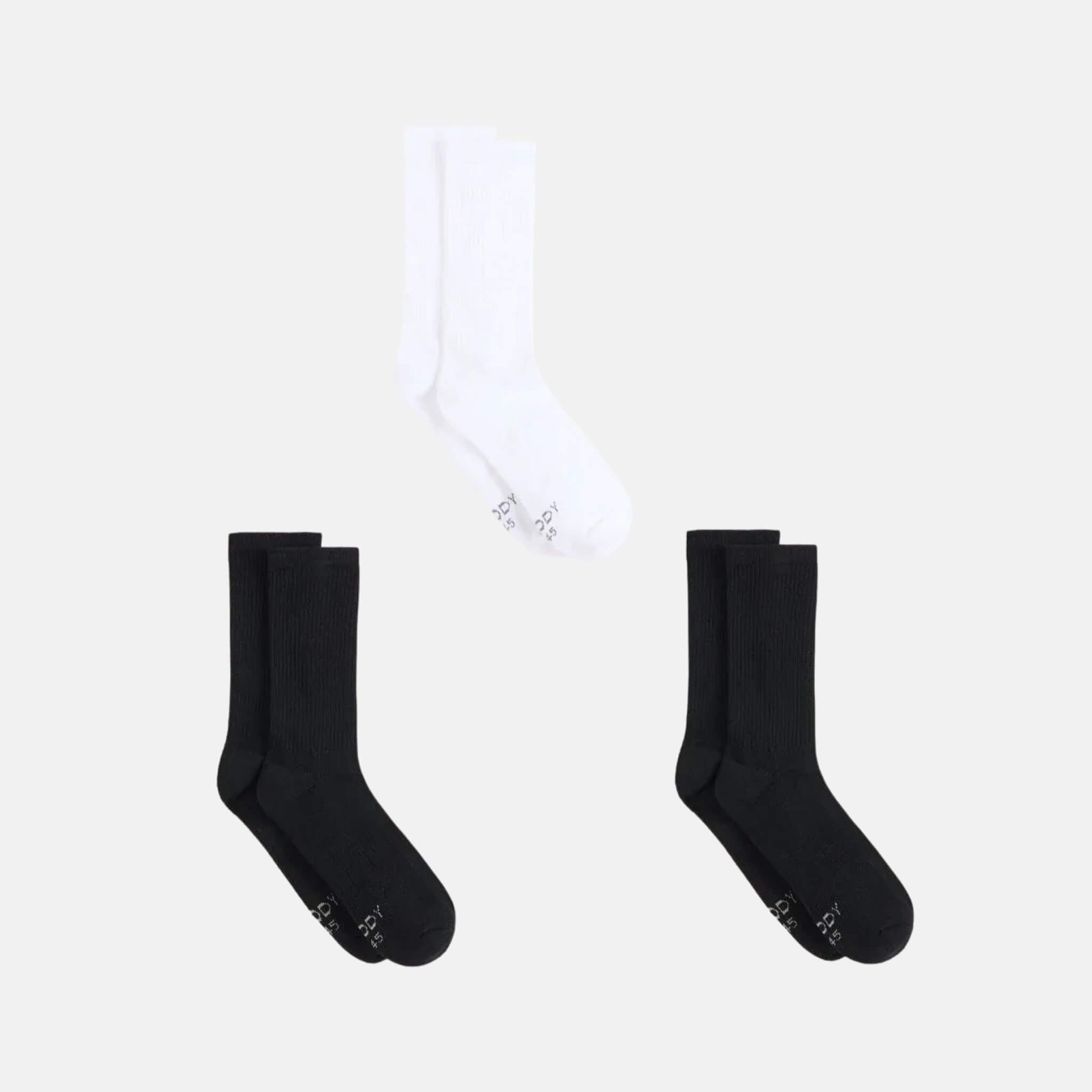 Unisex šedo-čierno-biele ponožky Boody Cushioned Crew Socks - 3 páry