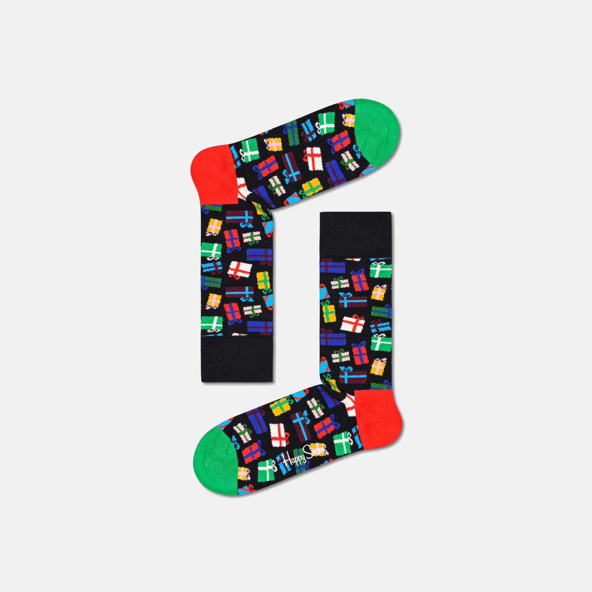 Čierne ponožky Happy Socks s darčekmi, vzor Gift Bonanza