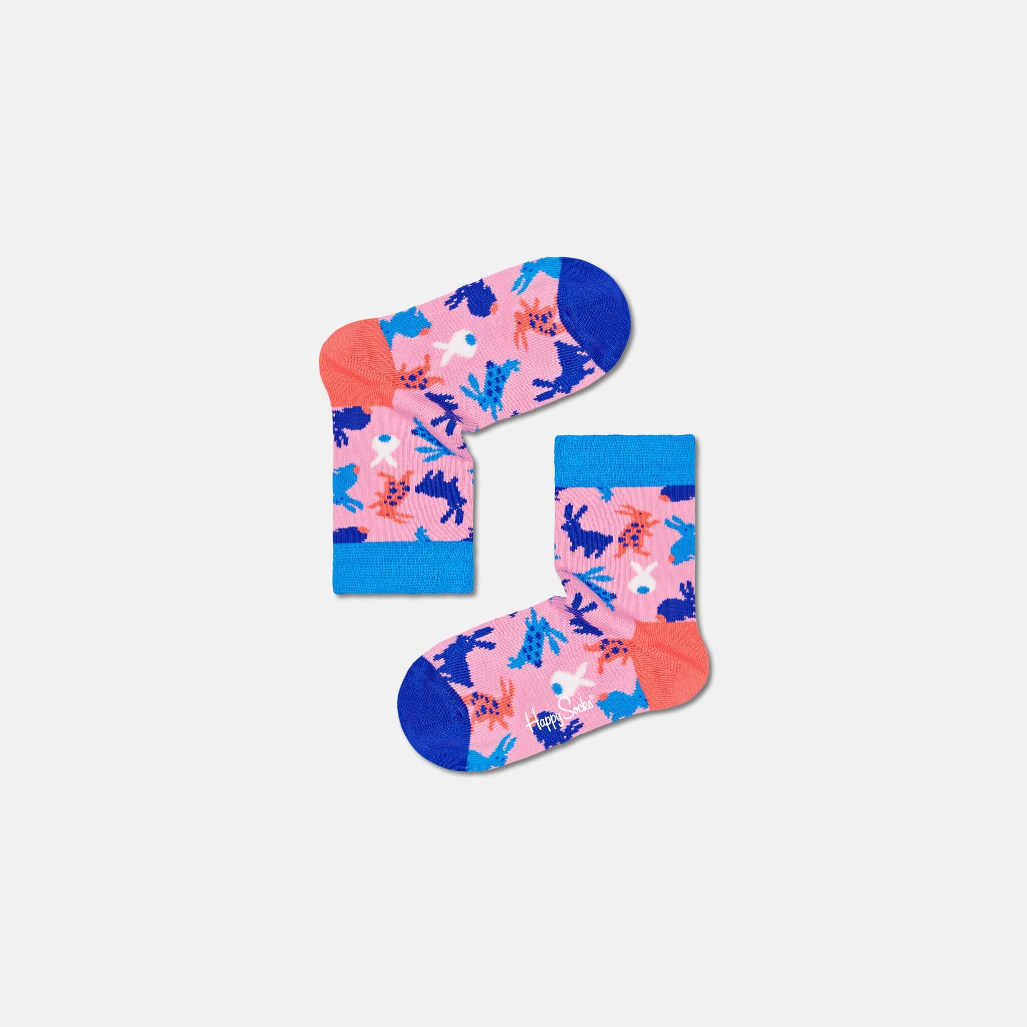 Detské ružové ponožky Happy Socks so zajačikmi, vzor Bunny
