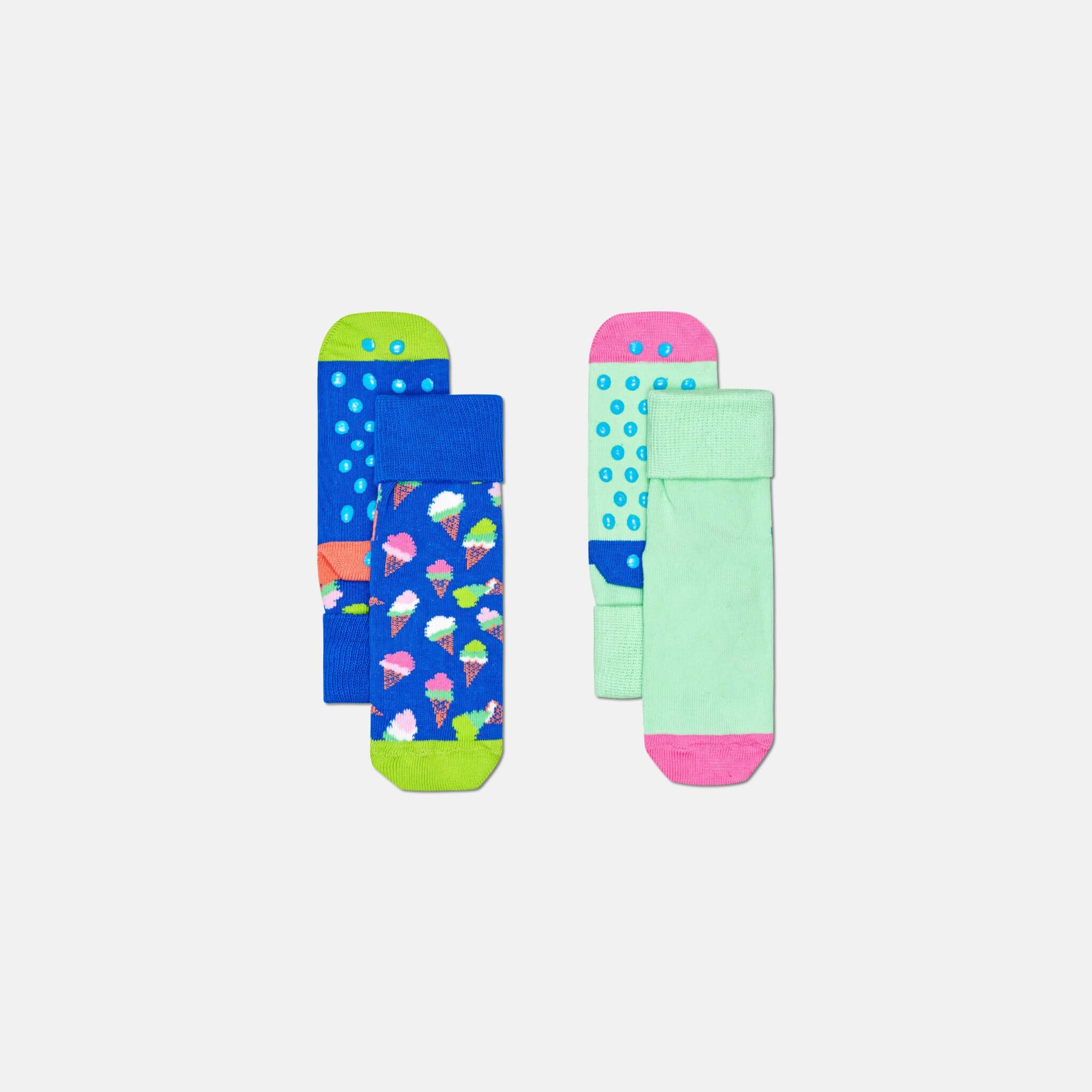 Detské protišmykové ponožky Happy Socks, vzor Ice Cream - 2 páry